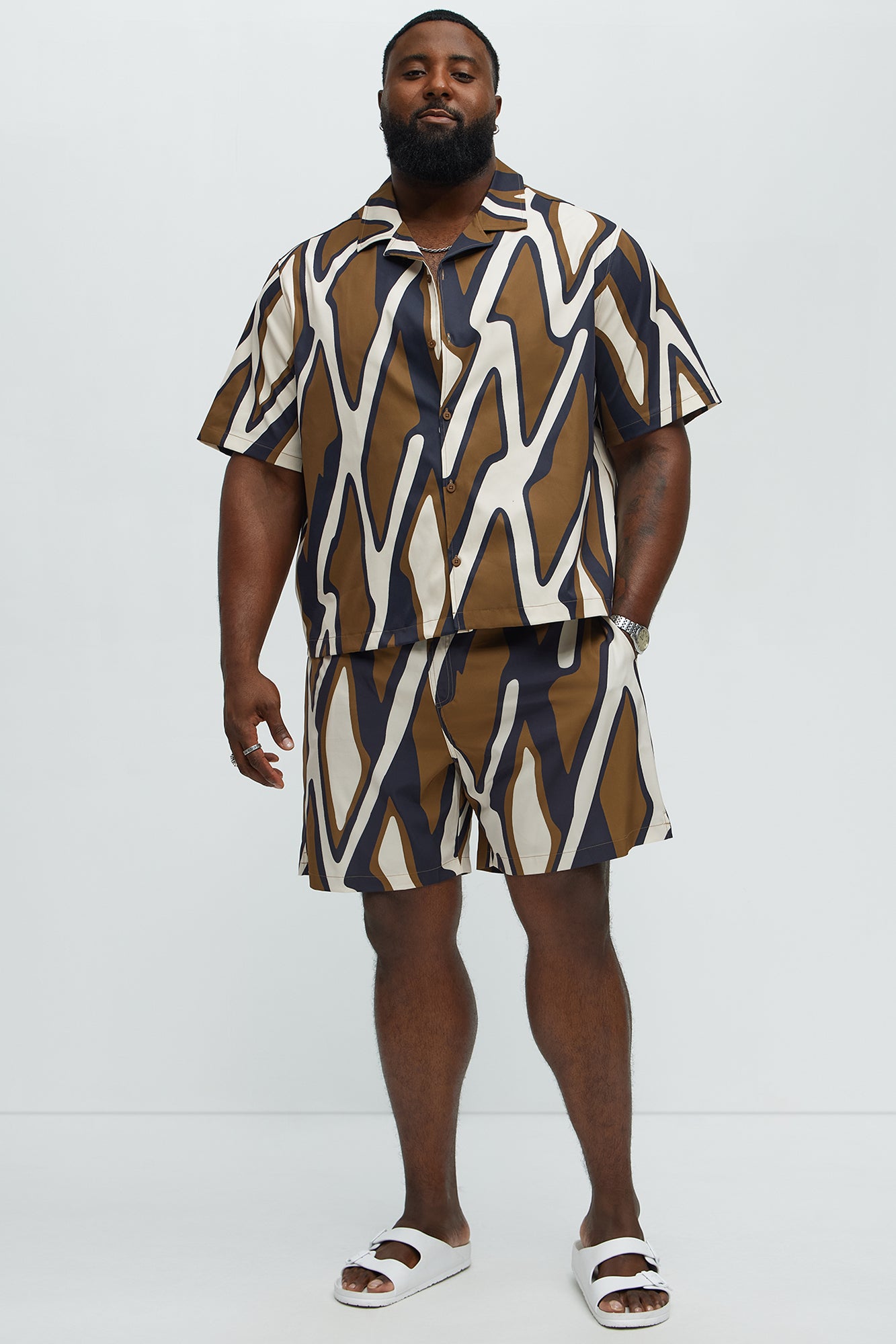 Chaos Current Printed Swim Classic Trunk - Brown/combo - Image 6