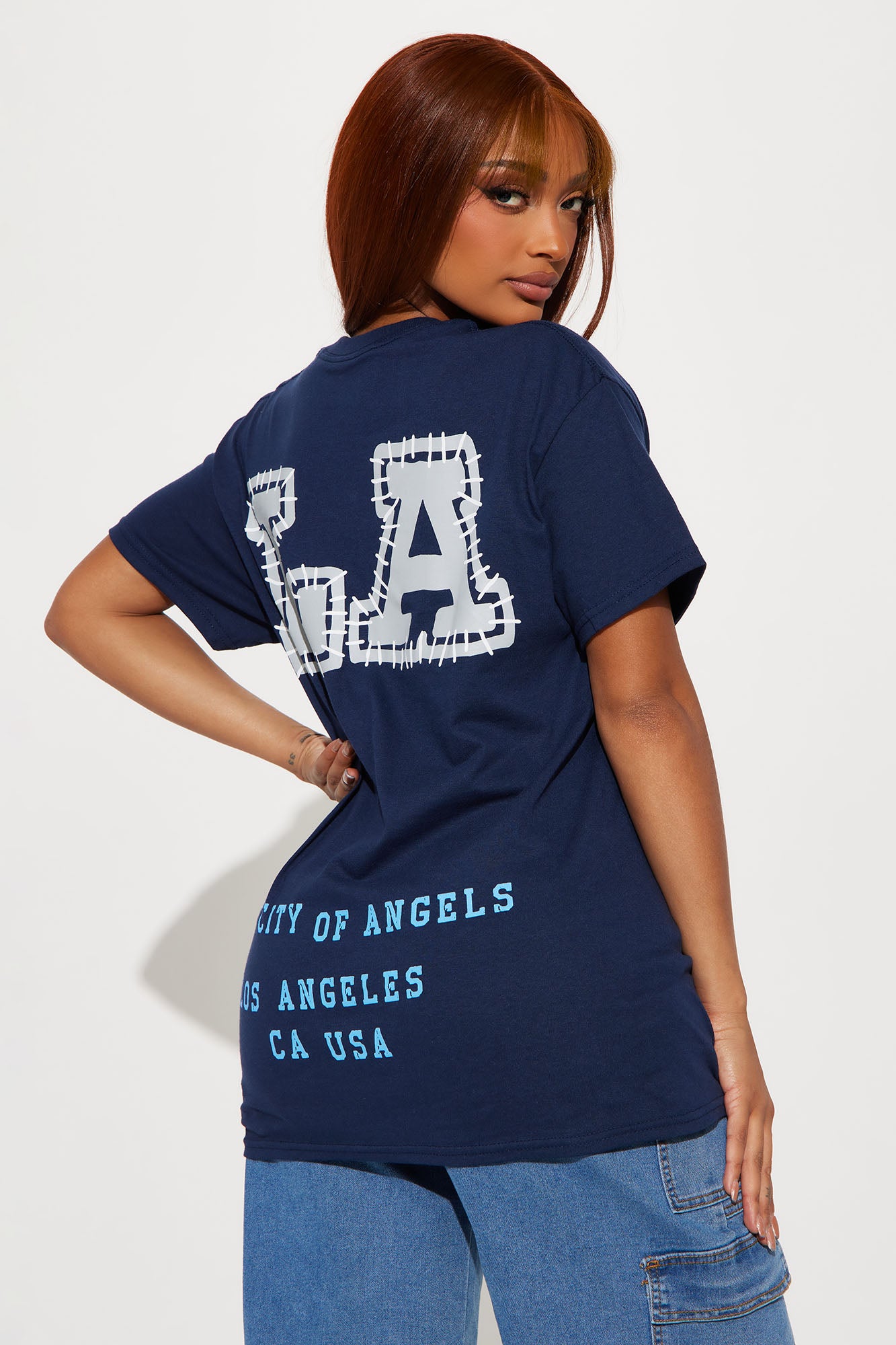 LA Stitched On Me Tee - Navy - Image 5