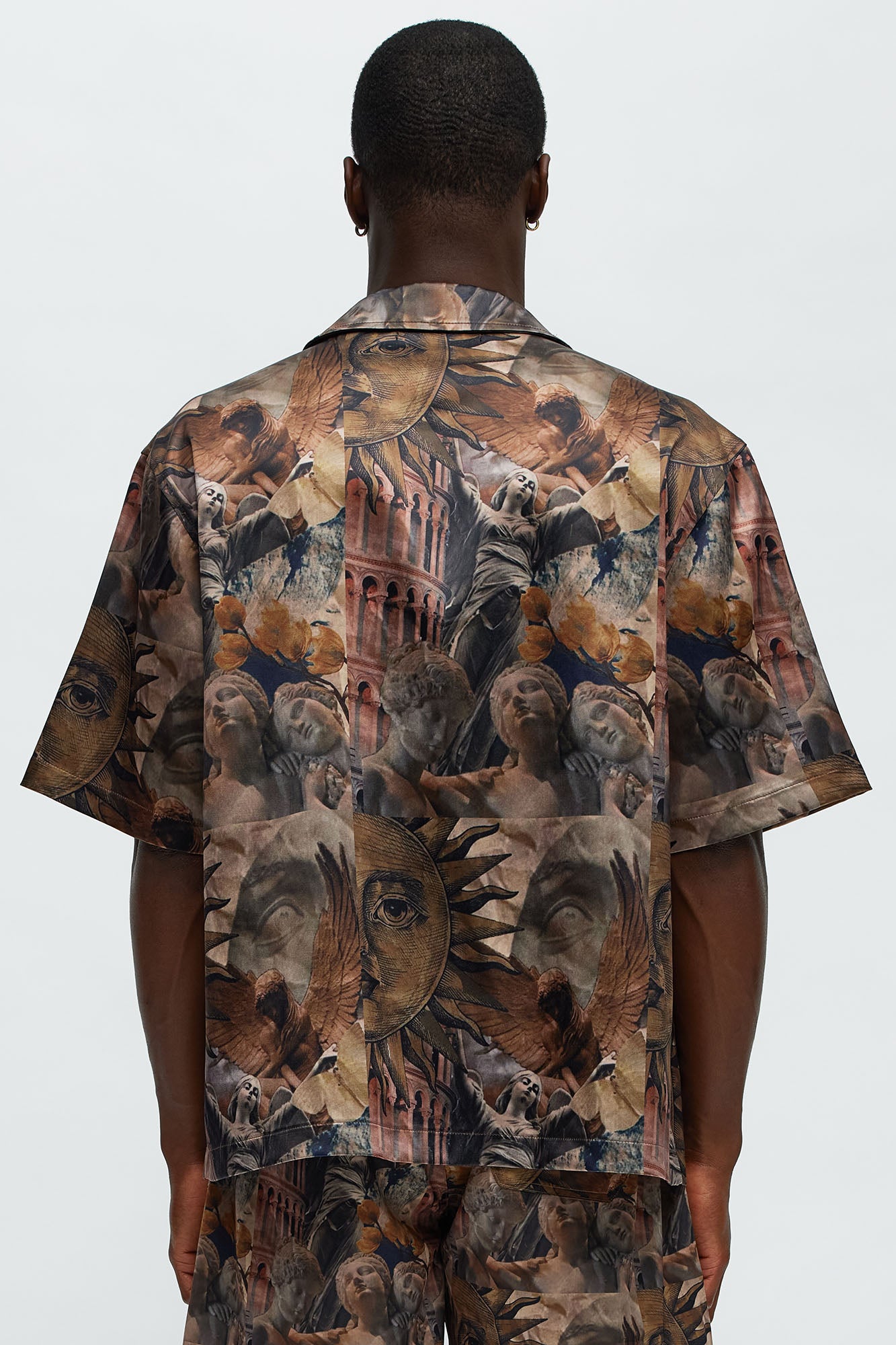 Celestial Glory Cuban Collar Short Sleeve Shirt - Brown Combo - Image 8