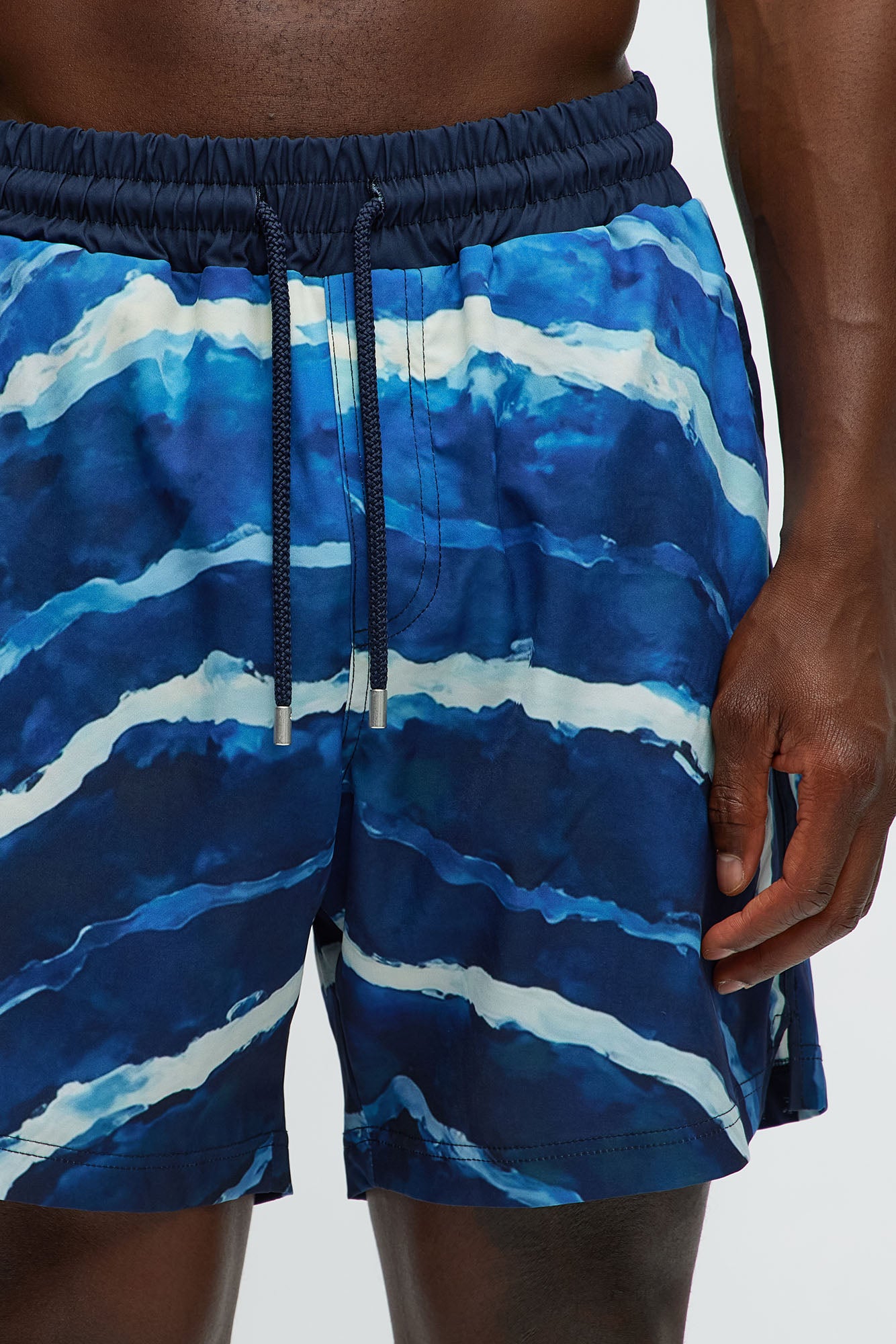 Rolling Waves Printed Swim Mid Trunk - Blue/combo - Image 3