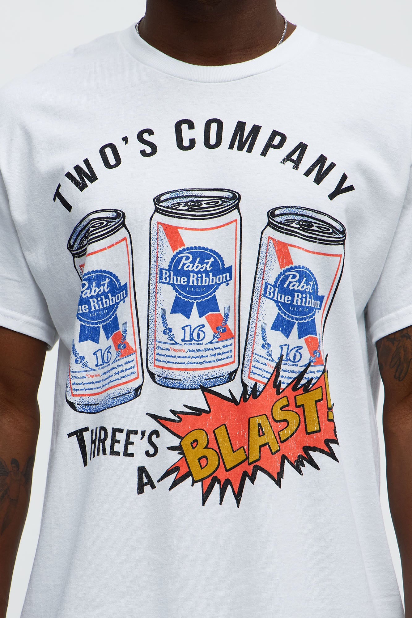 Pabst Two's Company Three's A Blast Short Sleeve Tee - White - Image 3