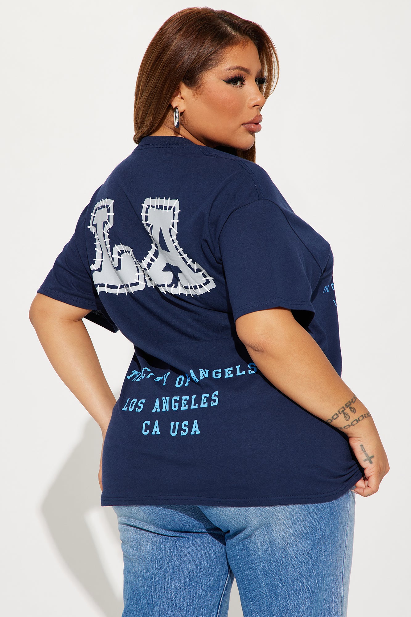 LA Stitched On Me Tee - Navy - Image 8