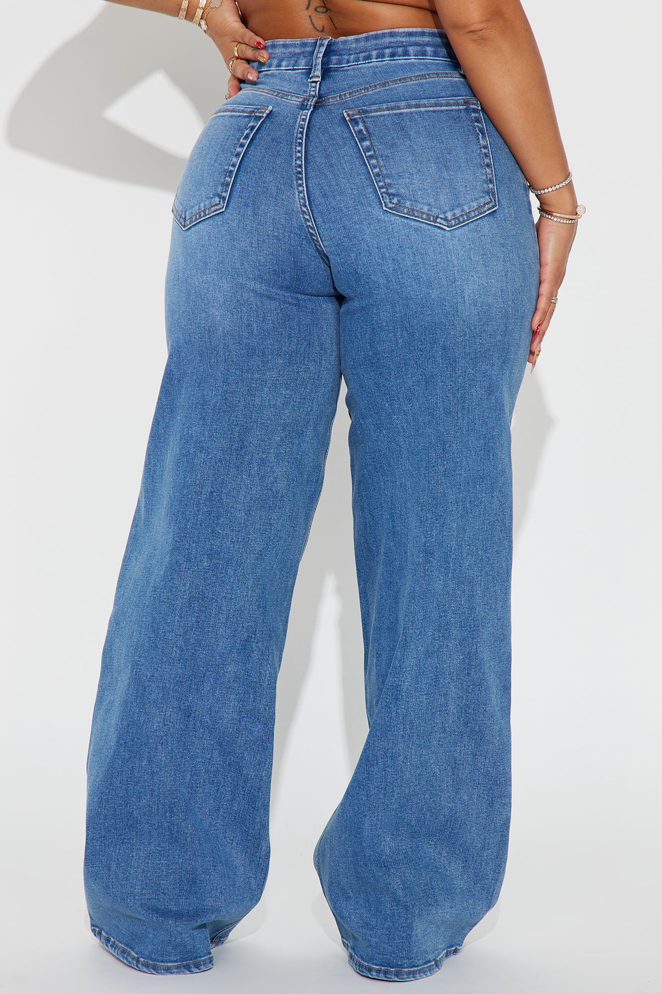 Feeling The Heat Stretch Wide Leg Jeans - Medium Wash - Image 3