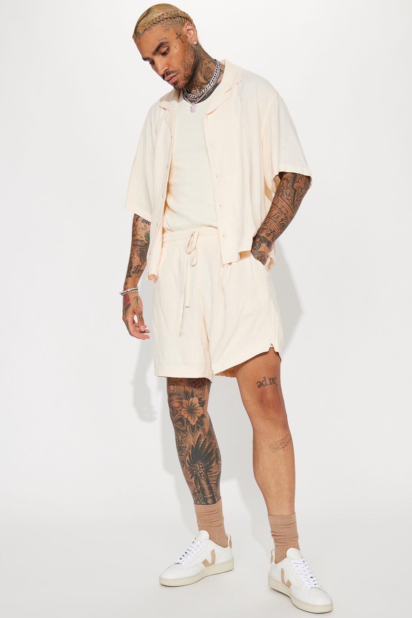 Can't Quit Textured Linen Button Up Shirt - Cream - Image 3