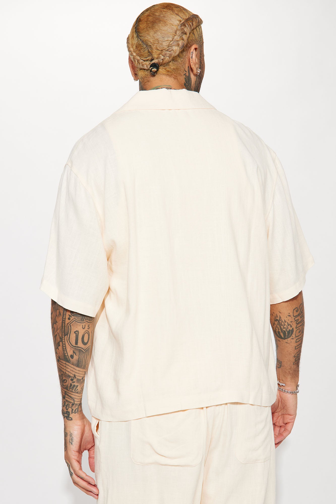 Can't Quit Textured Linen Button Up Shirt - Cream - Image 4