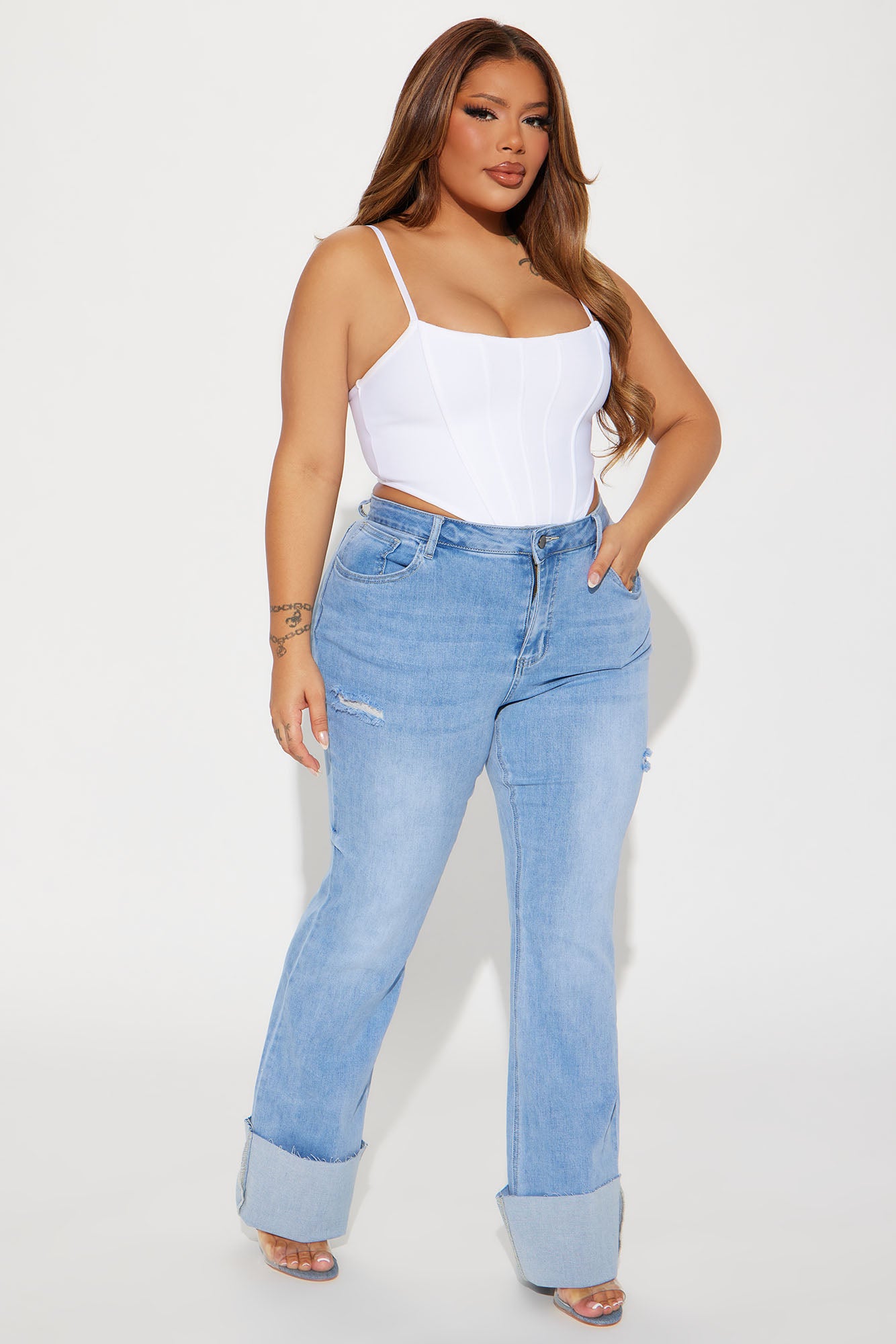 It's Cuffing Season Stretch Bootcut Jeans - Medium Wash - Image 5