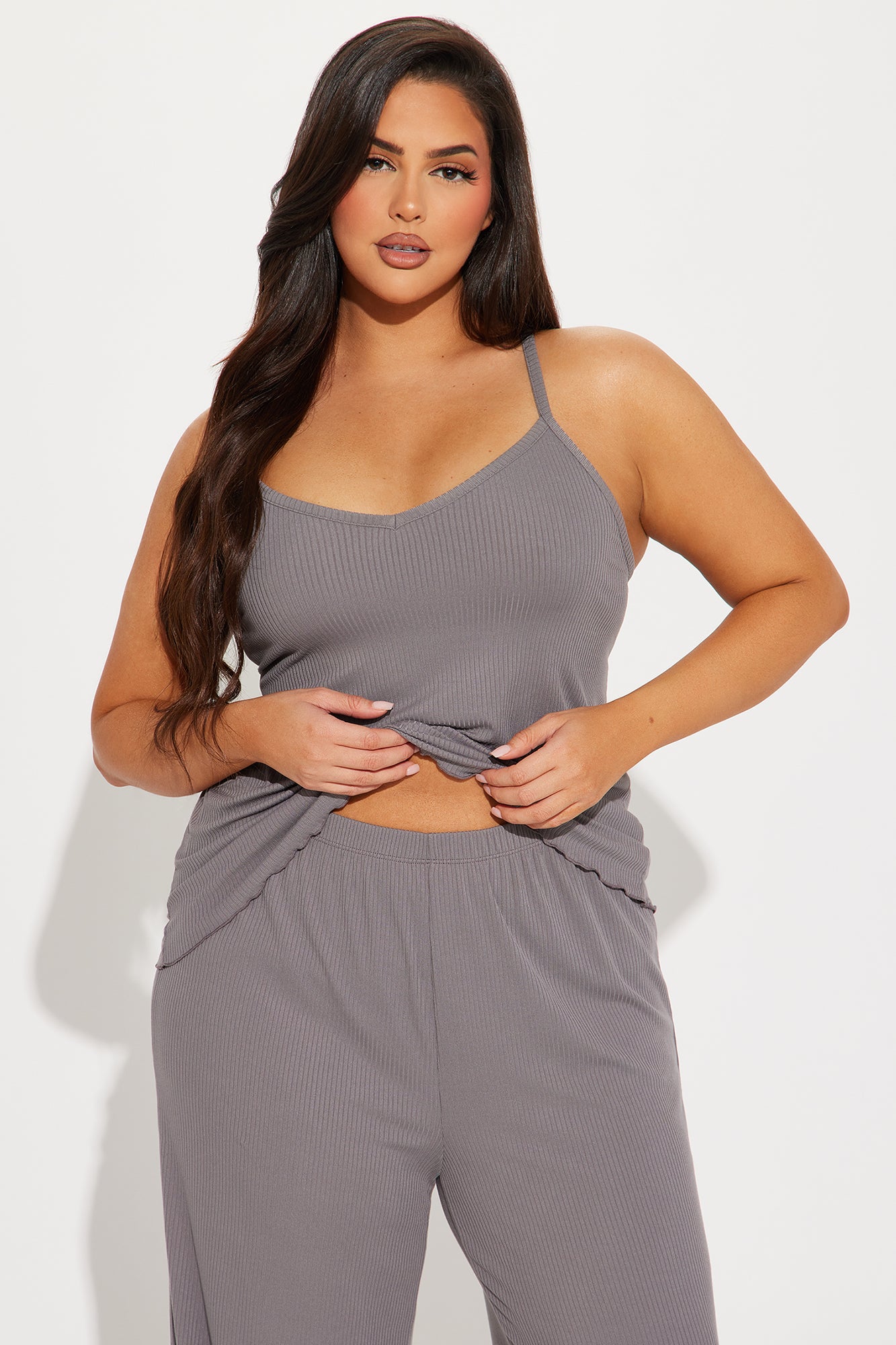 Comfy Mood Ribbed PJ Pant Set - Charcoal - Image 5