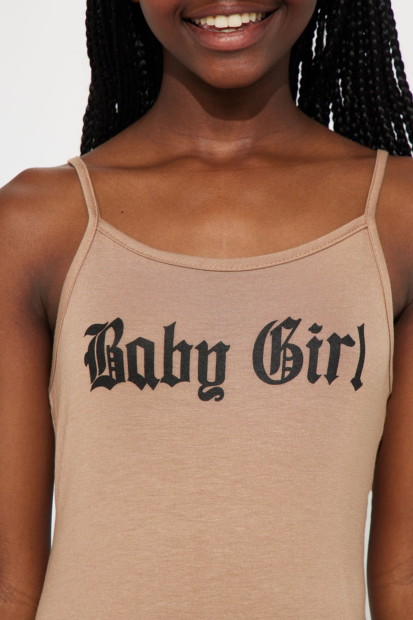 Mini Baby Girl Tank Jumpsuit - Mocha - Image 3