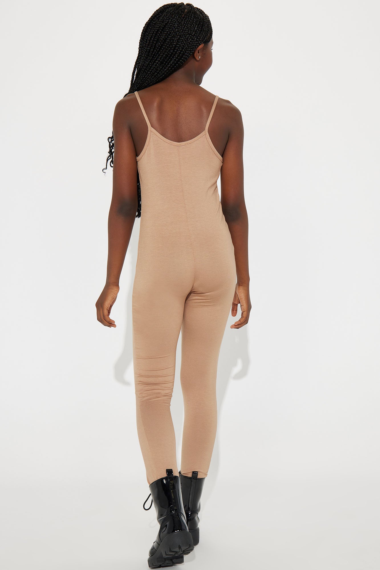 Mini Baby Girl Tank Jumpsuit - Mocha - Image 4