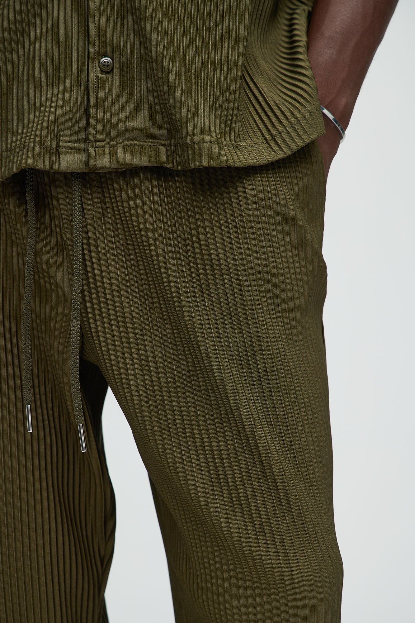 Potential Straight Pleated Pants - Olive - Image 3