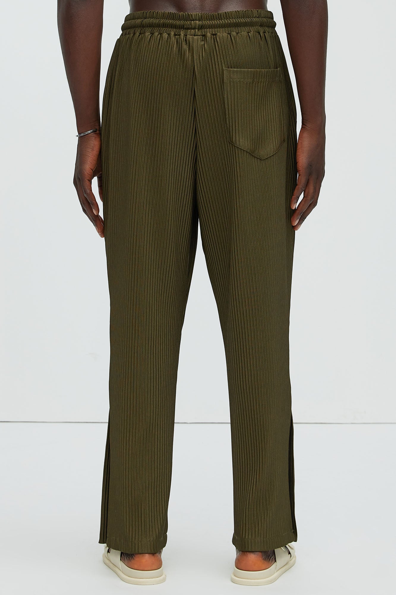 Potential Straight Pleated Pants - Olive - Image 5