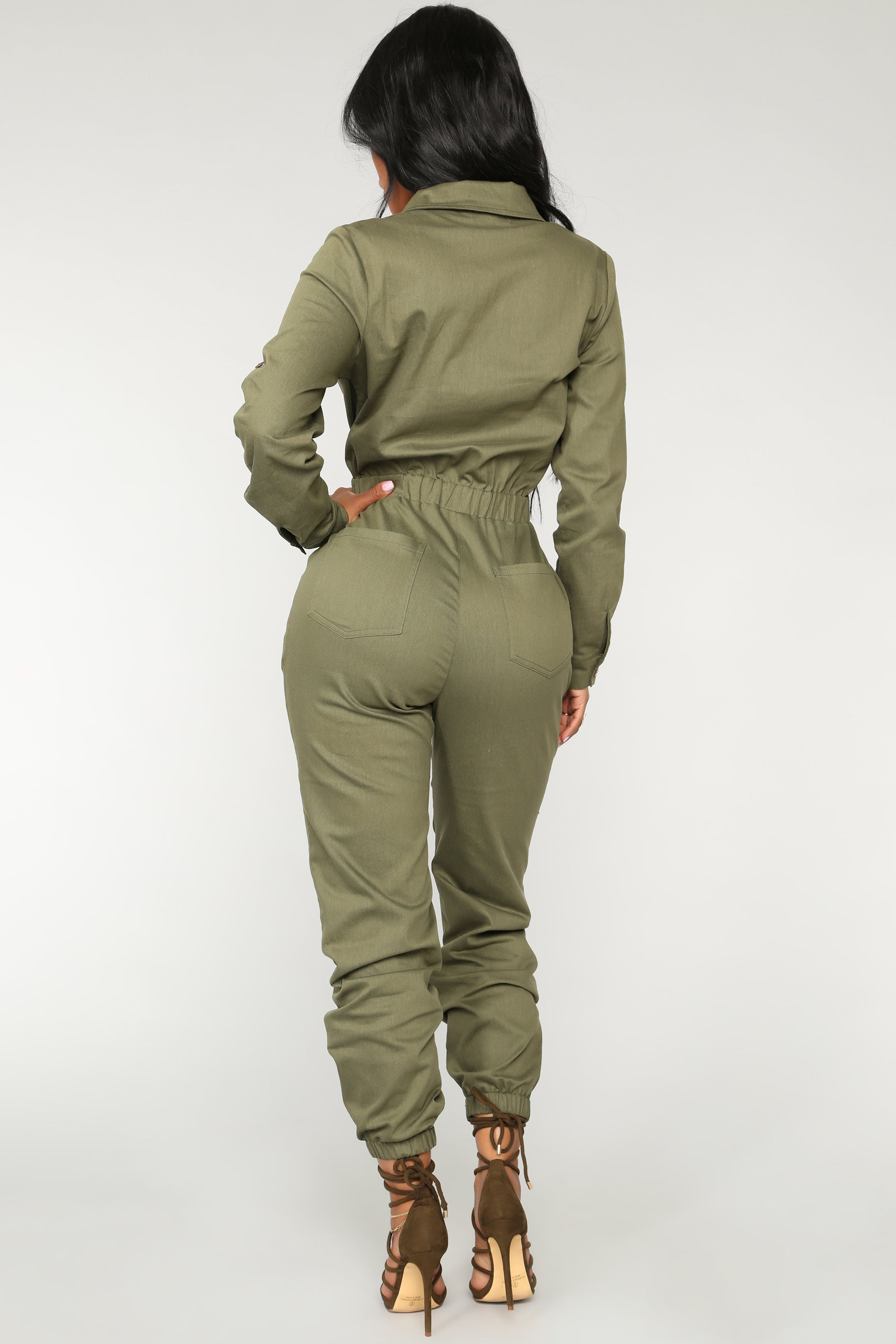 Aviator Babe Jumpsuit - Olive - Image 6
