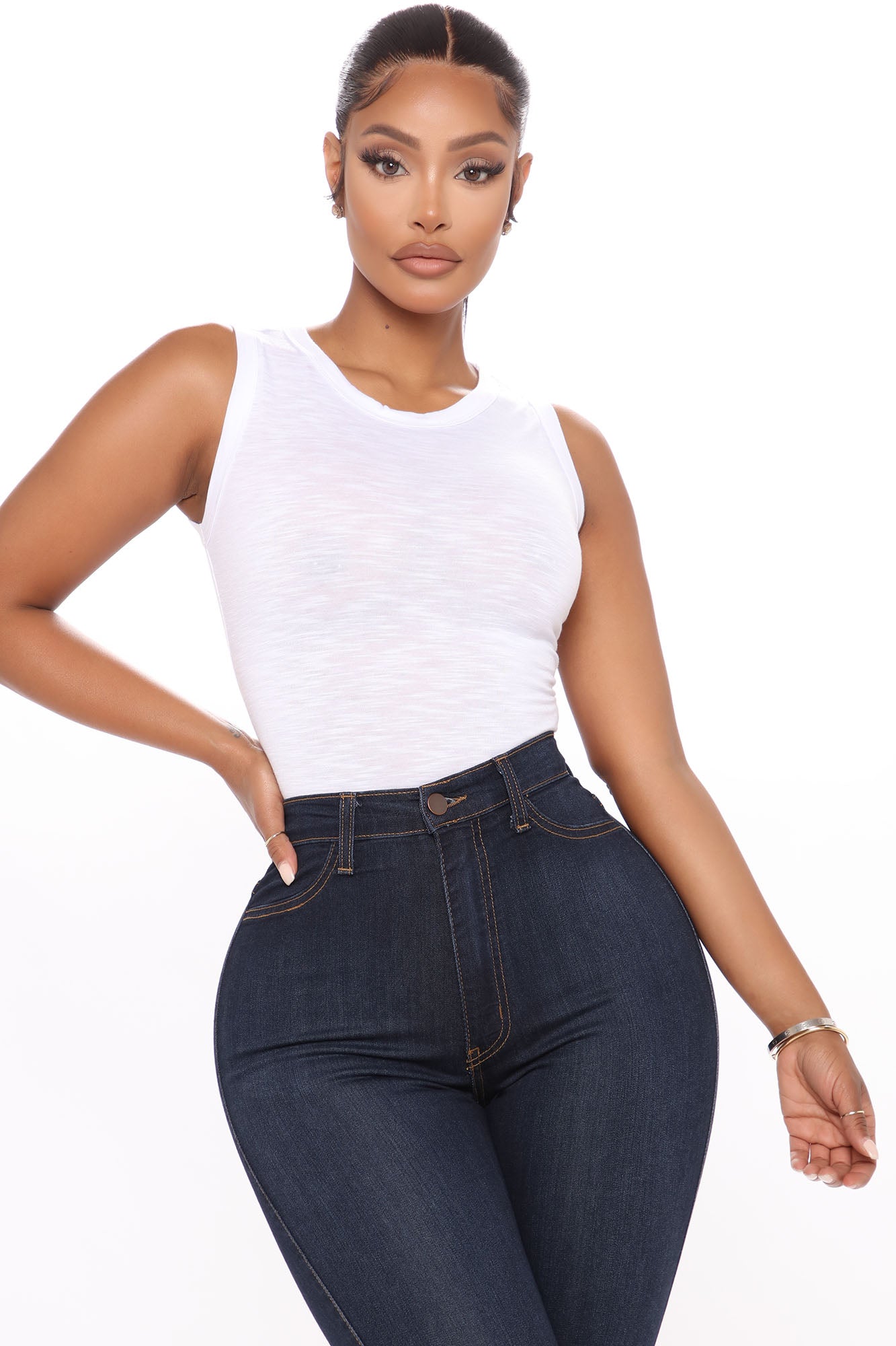 Alana Sleeveless Bodysuit - White - Image 3