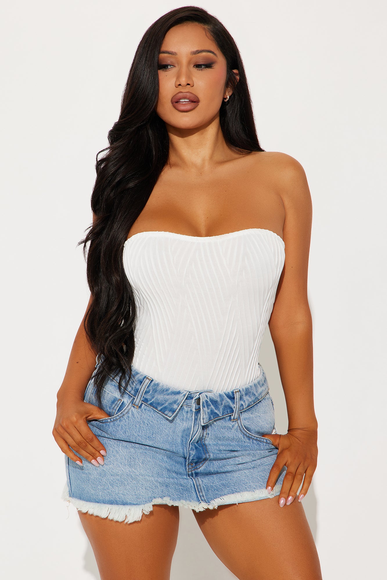 Joscelyn Textured Tube Bodysuit - White - Image 3