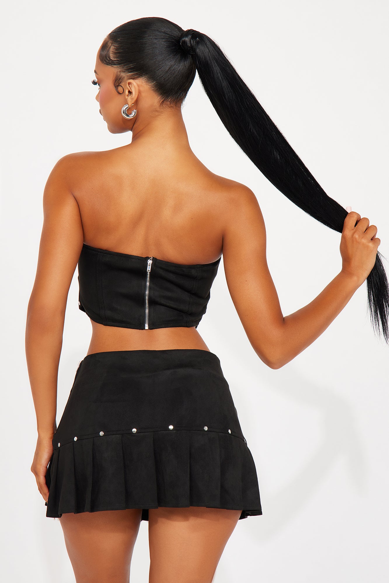 Butterfly Fantasy Faux Suede Skirt Set - Black - Image 3