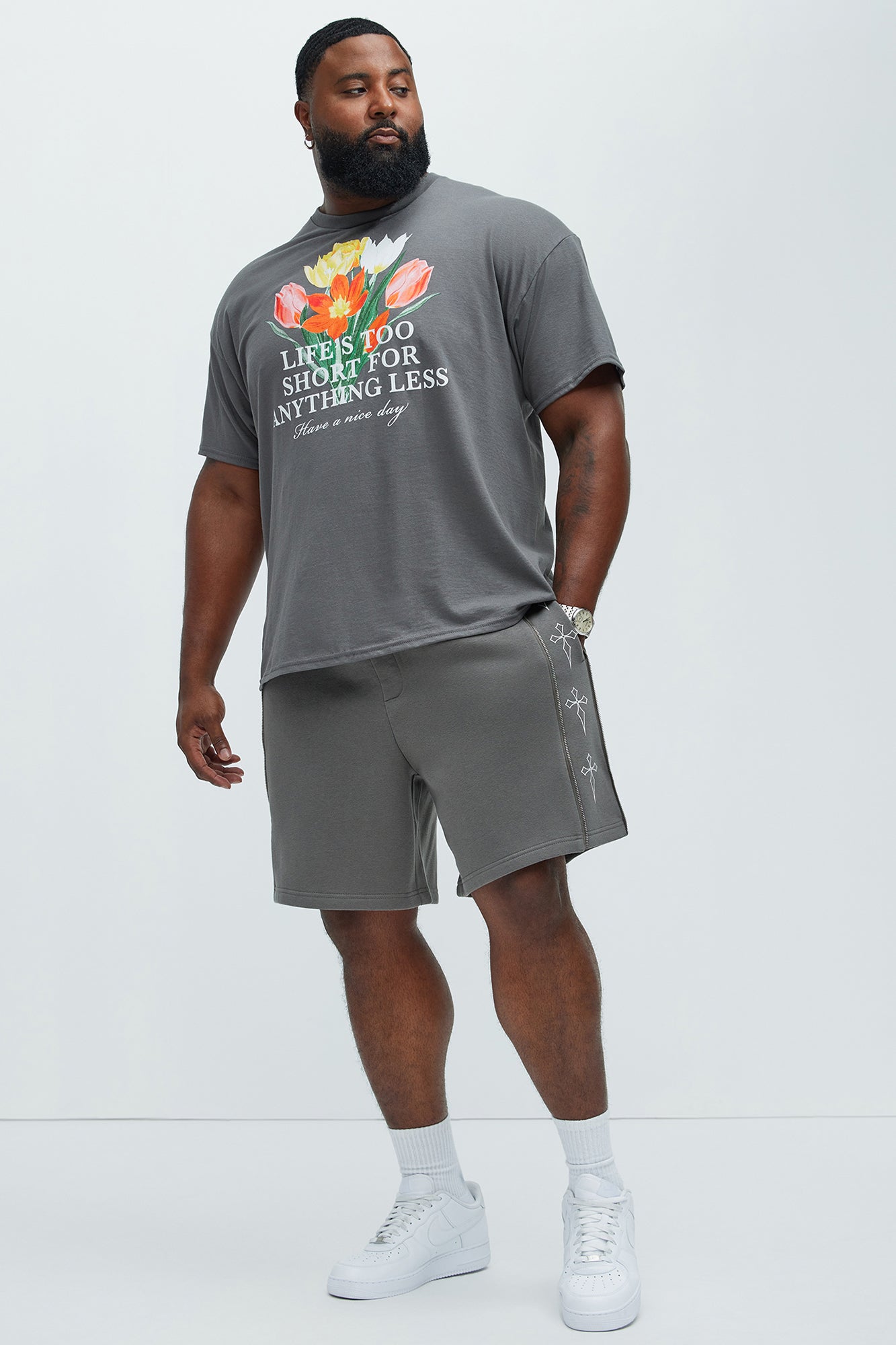 Tyson Cross Relaxed Shorts - Charcoal - Image 6