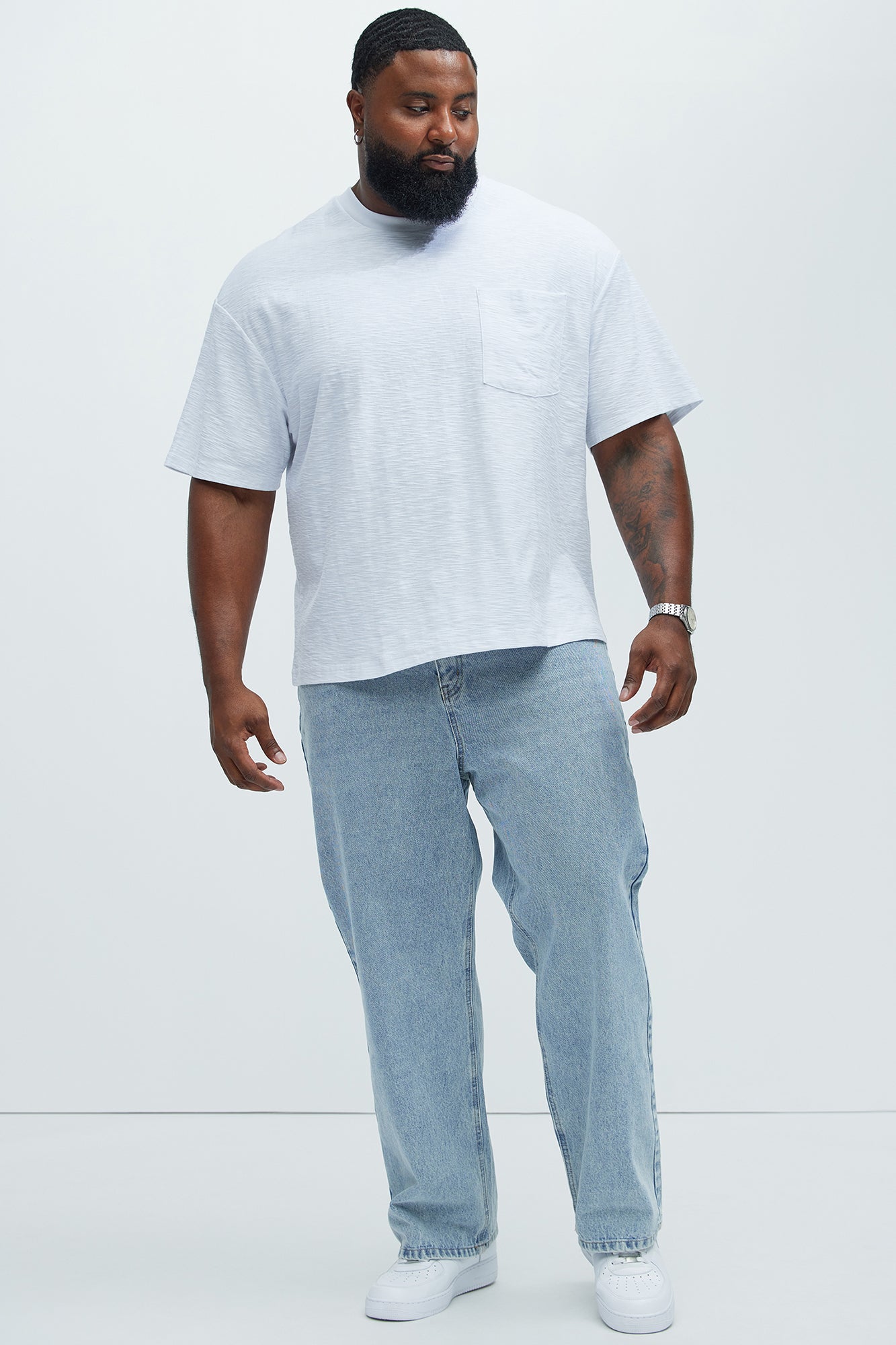 Asher Slub Texture Pocket Tee - White - Image 6