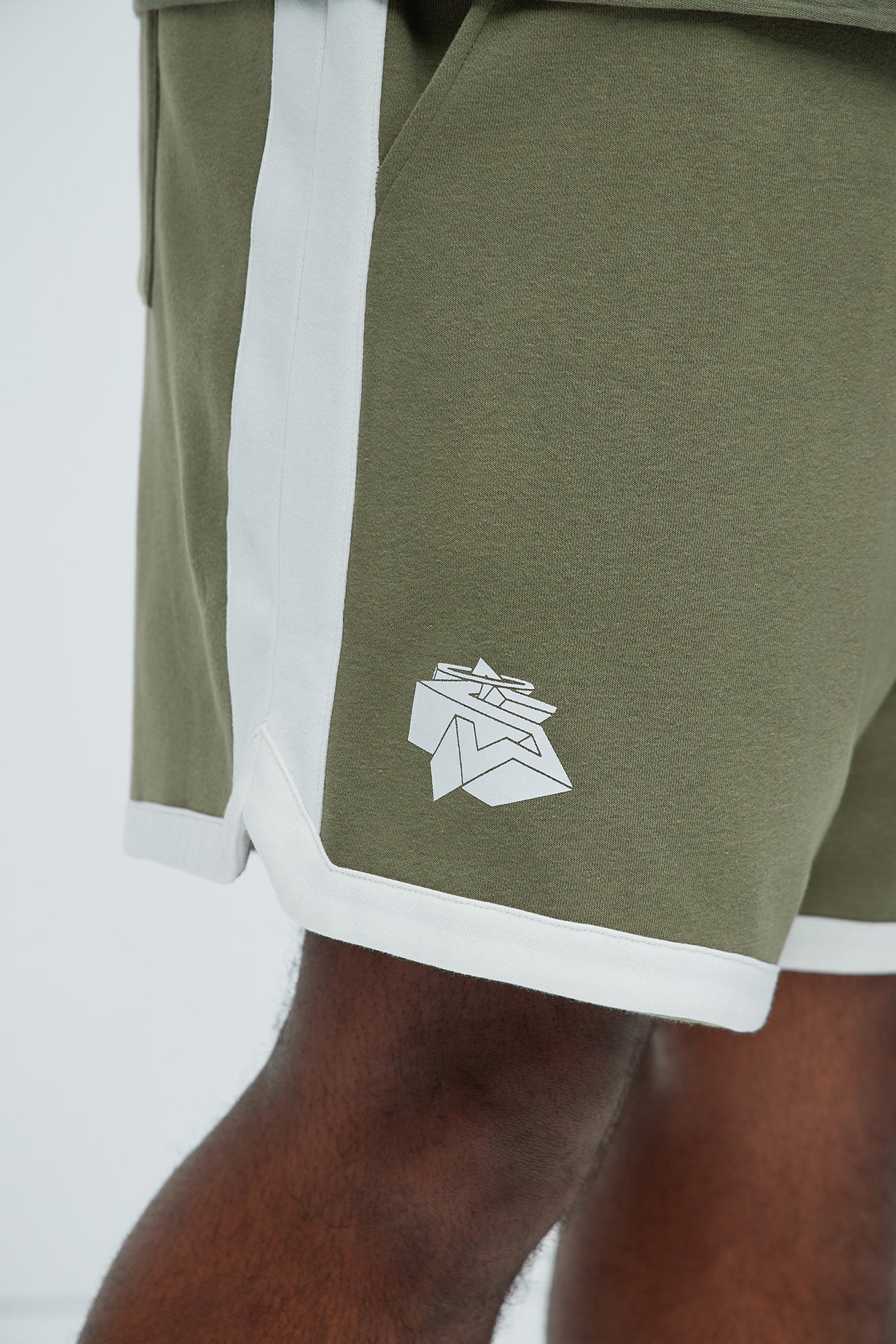 Tyson Contrast Warm Up Shorts - Olive/combo - Image 7