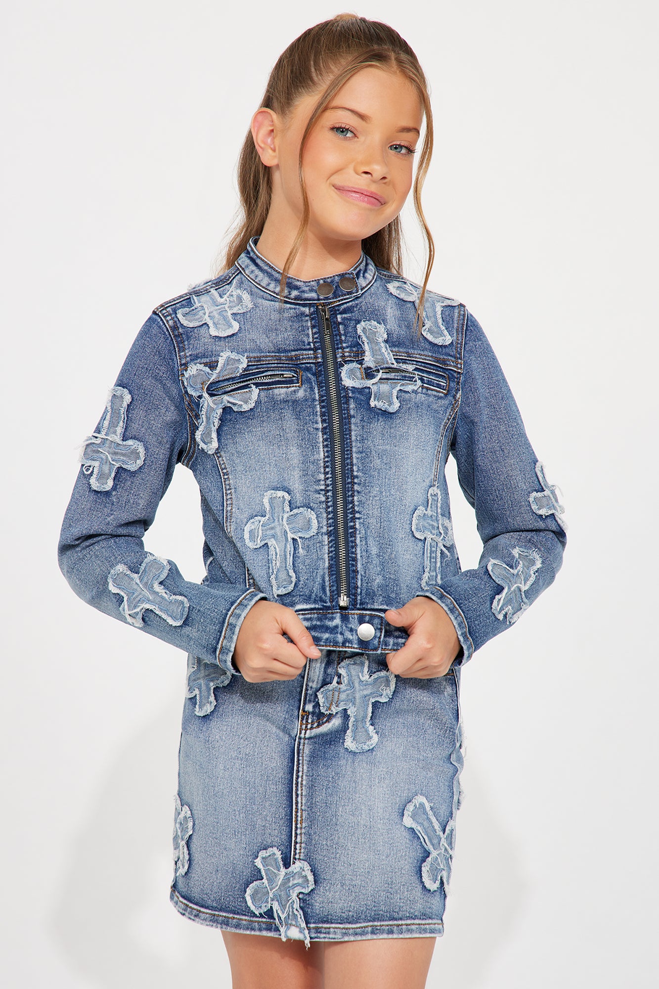 Mini Cross Your Mind Denim Jacket - Medium Wash - Image 6