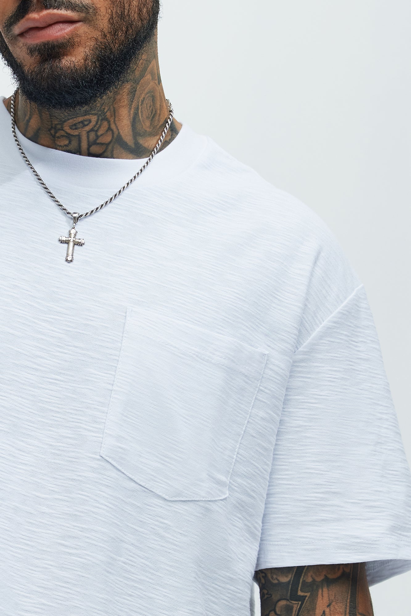 Asher Slub Texture Pocket Tee - White - Image 3
