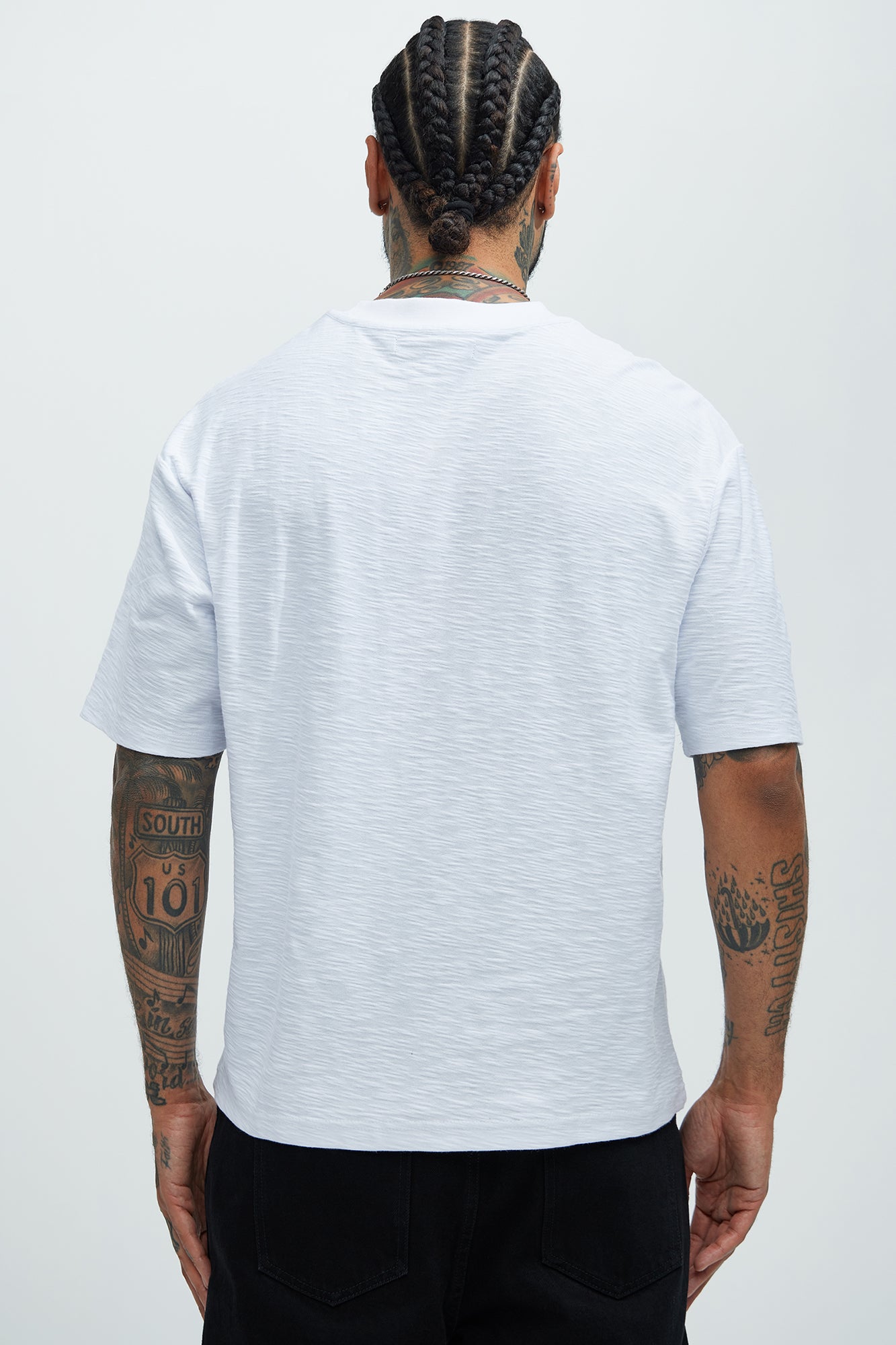Asher Slub Texture Pocket Tee - White - Image 4