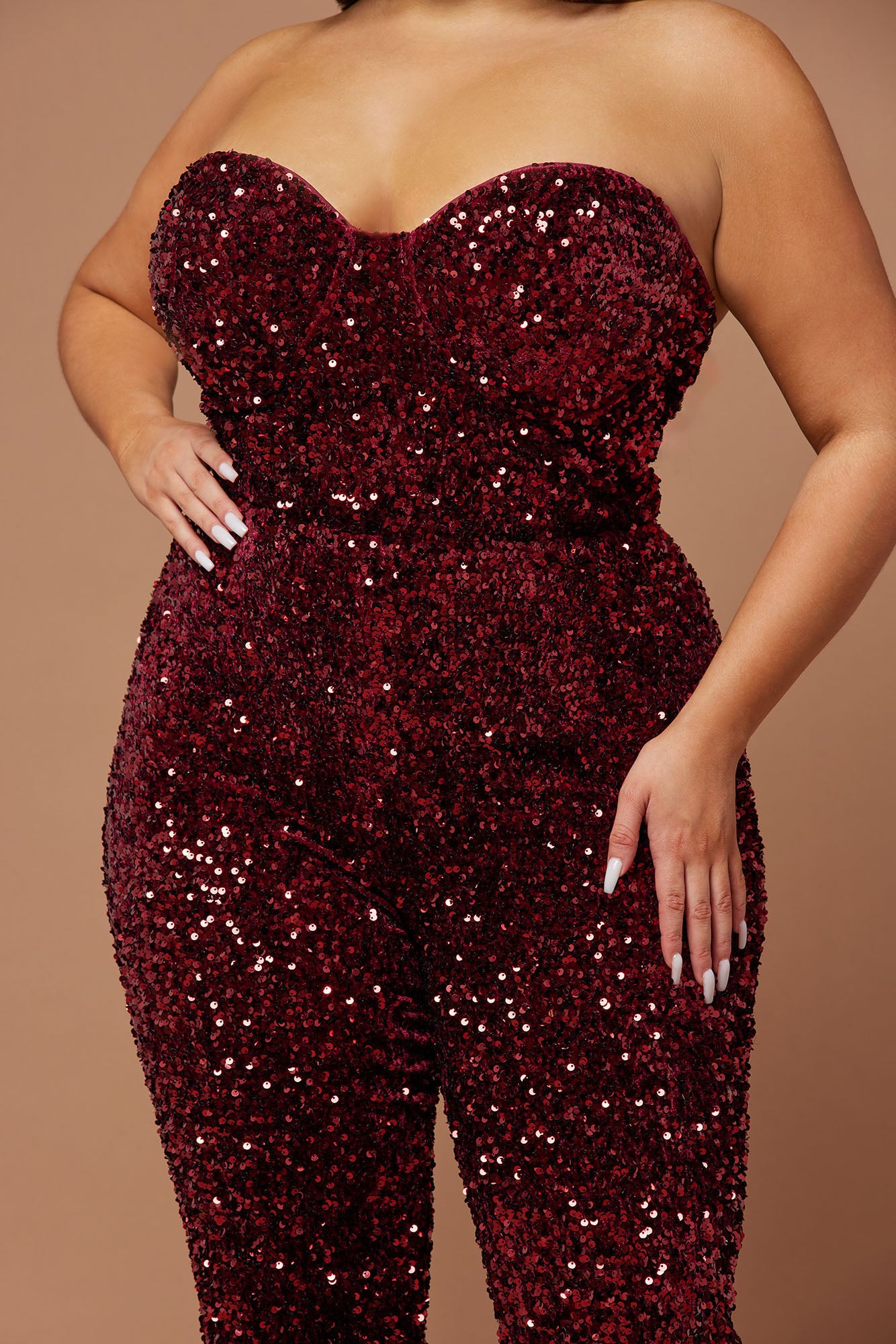 Isabeli Sequin Jumpsuit - Burgundy - Image 7