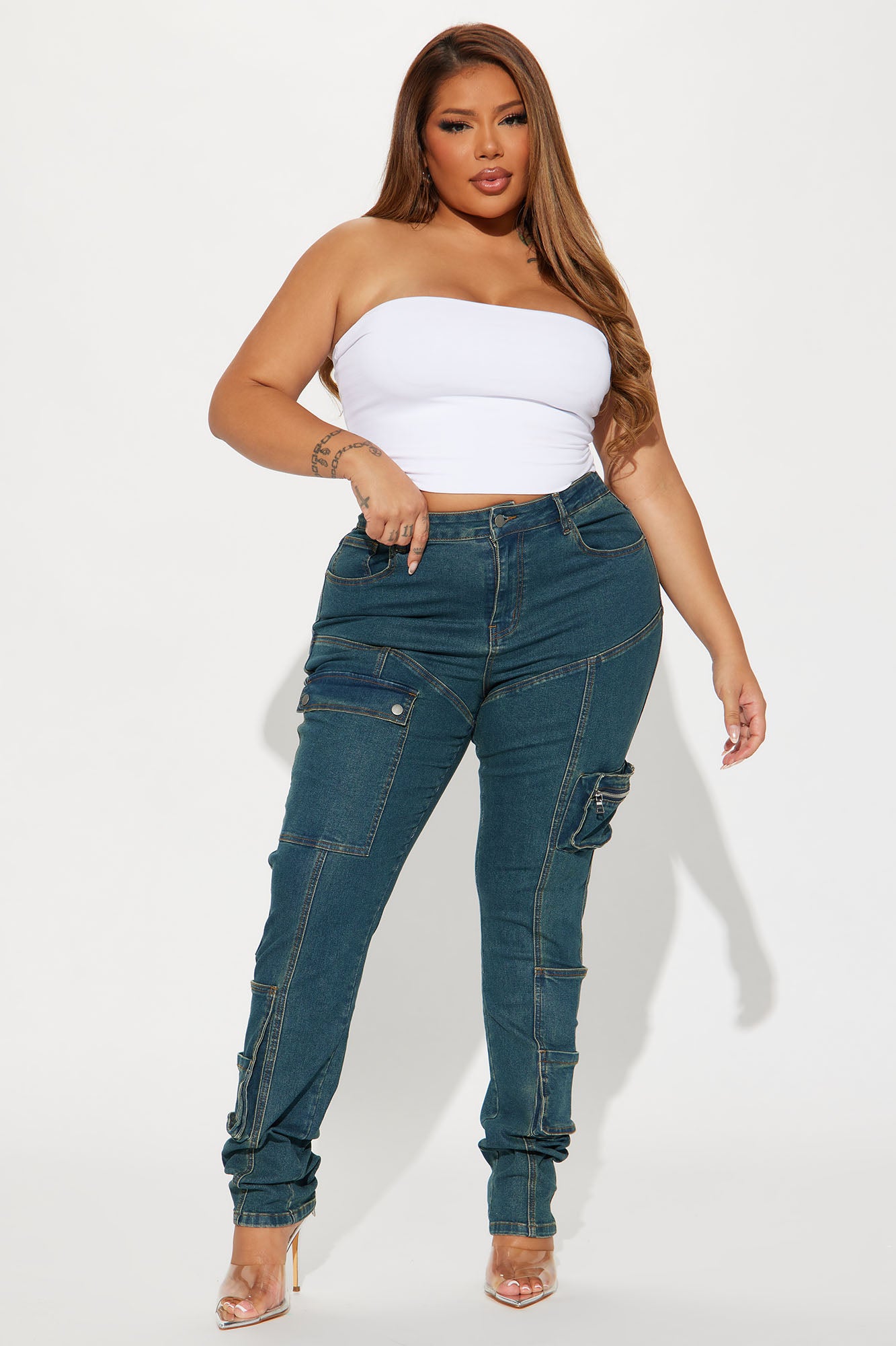Good Form Cargo Slim Straight Leg Jeans - Dark Wash - Image 5