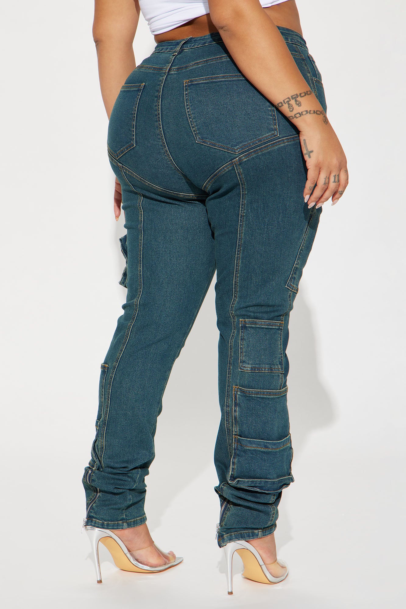 Good Form Cargo Slim Straight Leg Jeans - Dark Wash - Image 8