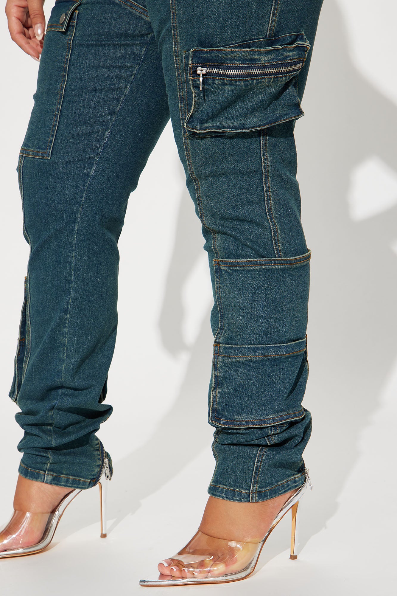 Good Form Cargo Slim Straight Leg Jeans - Dark Wash - Image 7