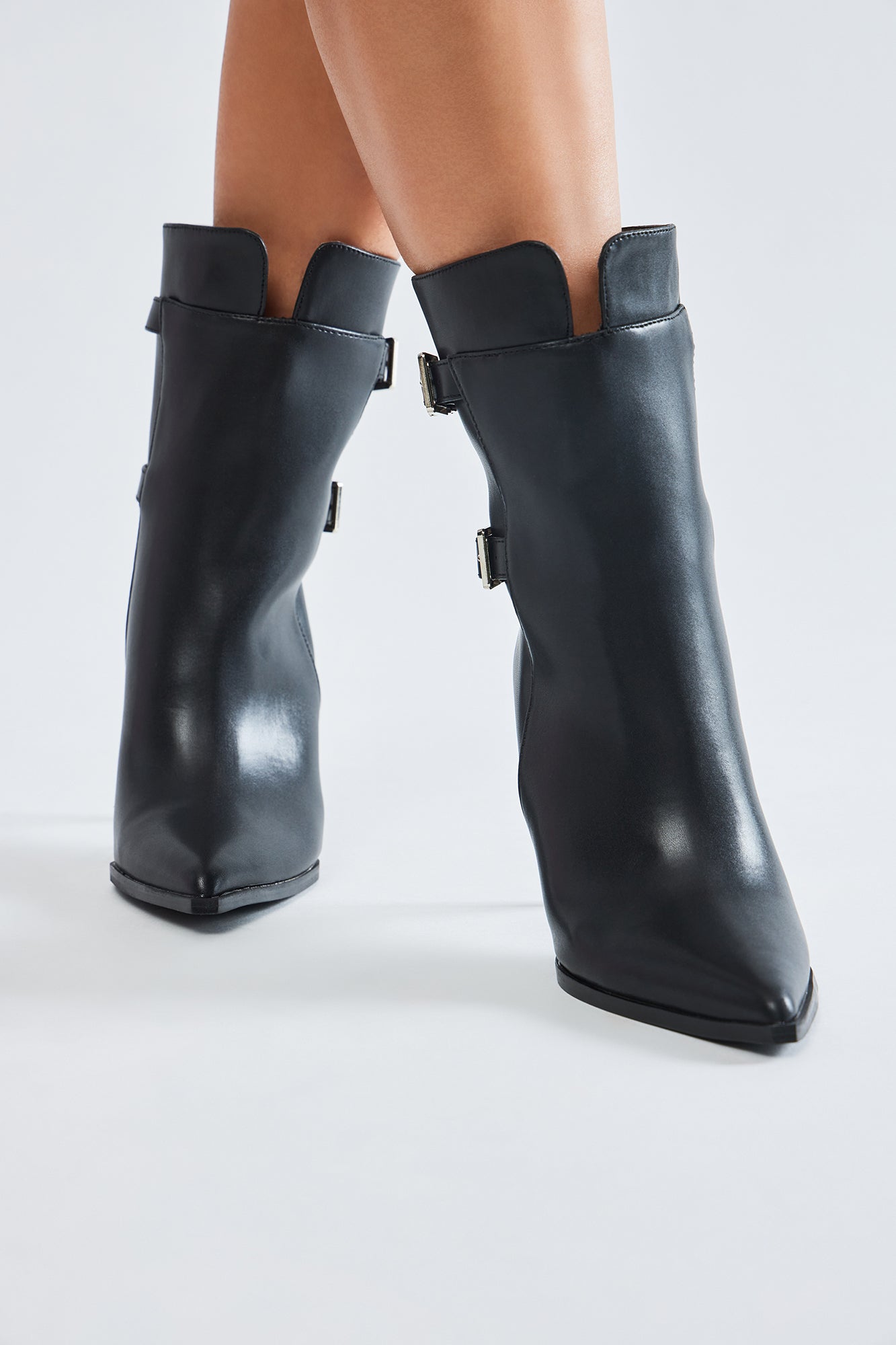 Addison Buckle Booties - Black - Image 4