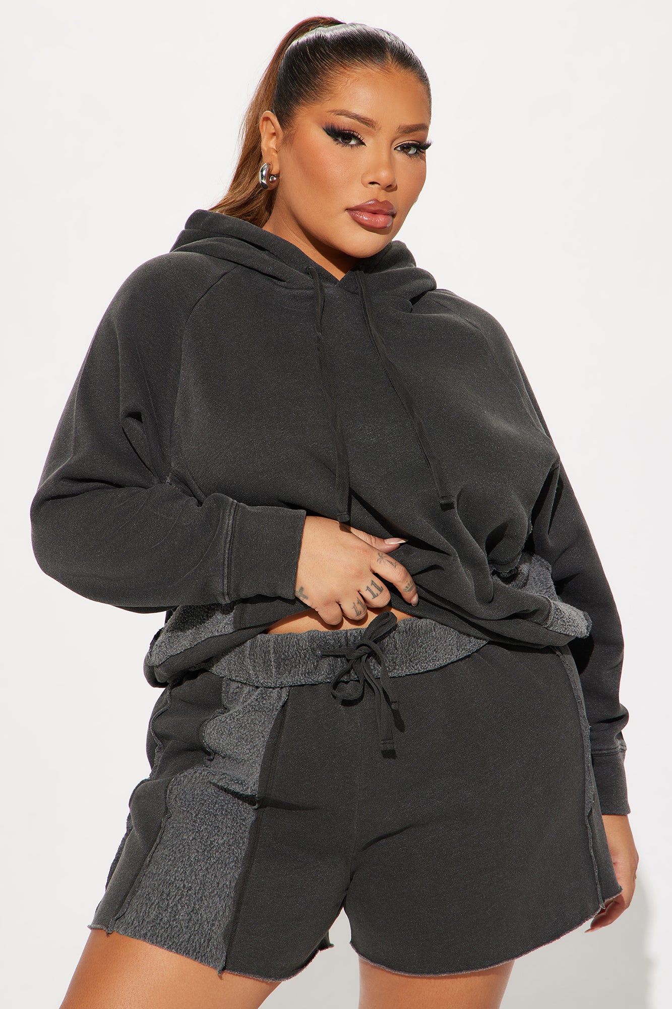 Just Lounging Fleece Short Set - Charcoal - Image 5