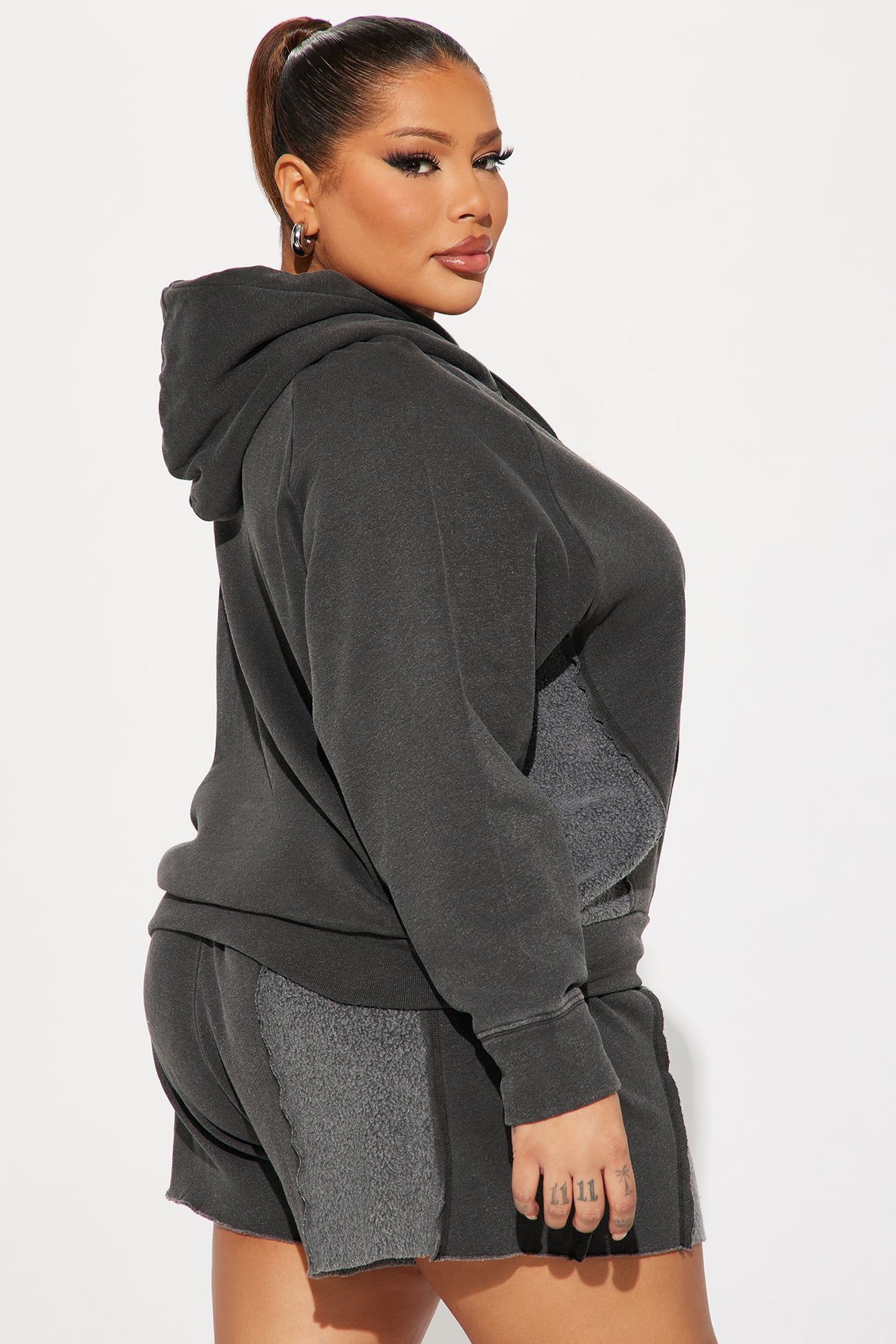 Just Lounging Fleece Short Set - Charcoal - Image 6