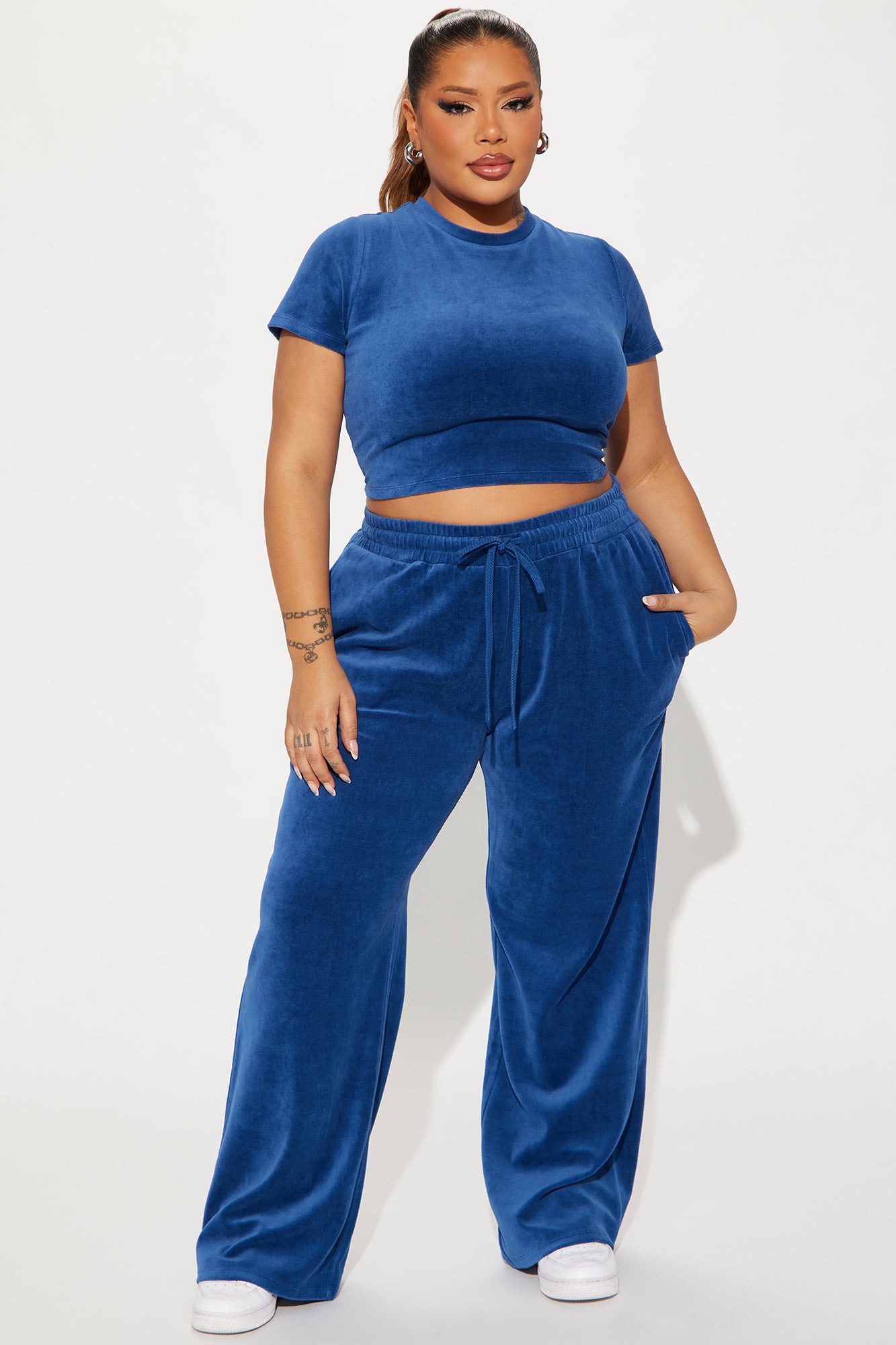 OG Trendsetter Velour Baby Tee Set - Navy - Image 4