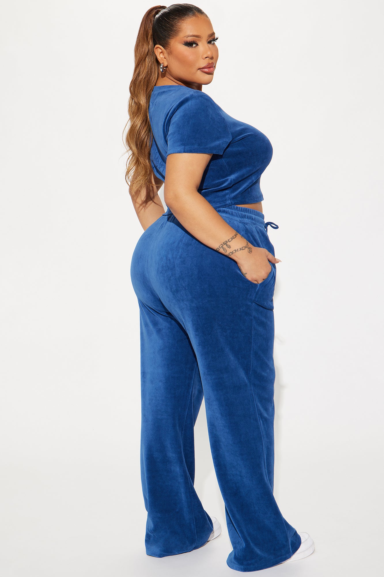 OG Trendsetter Velour Baby Tee Set - Navy - Image 6