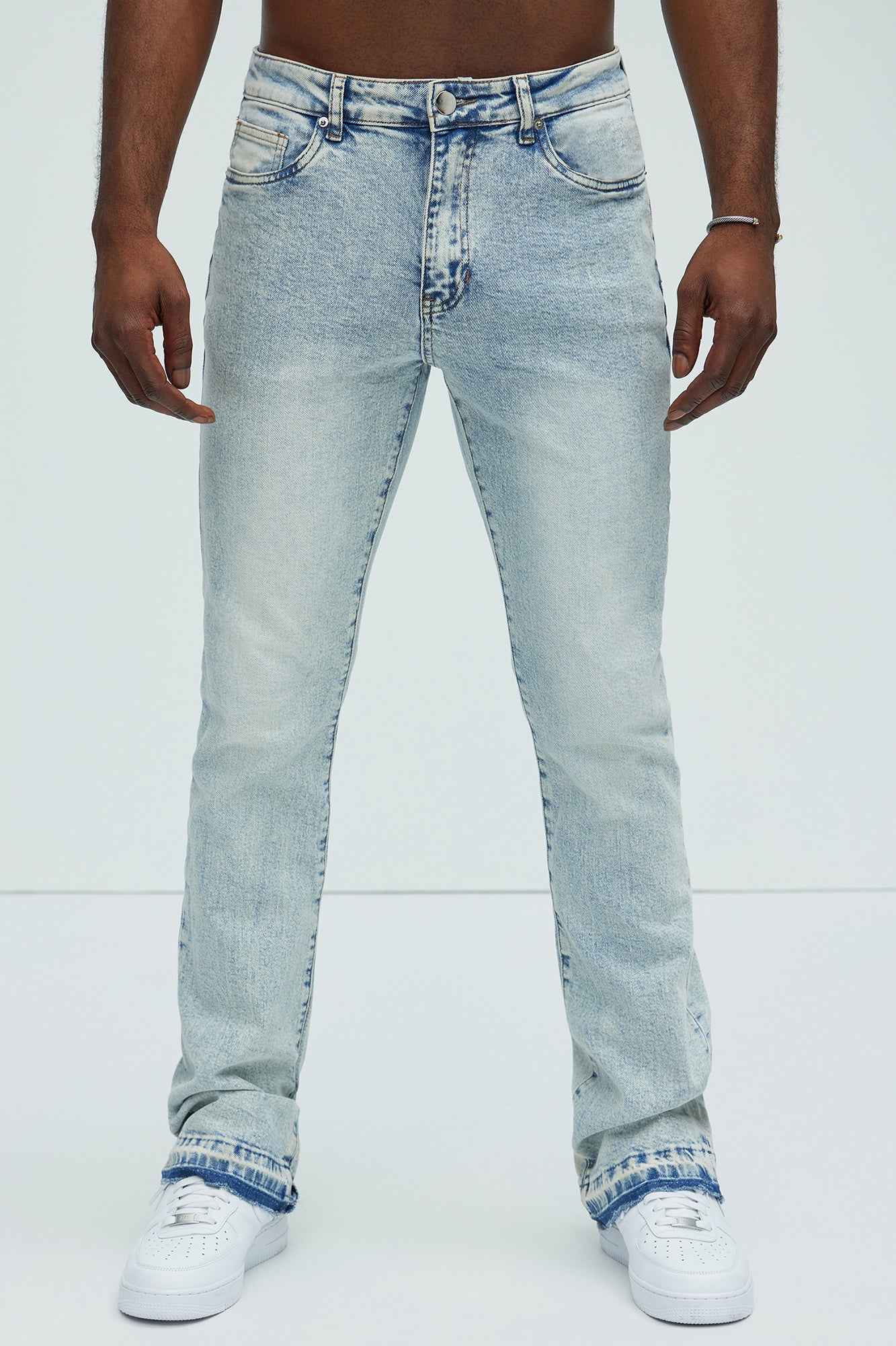 Cornell Stacked Skinny Flare Jeans - Bleach Blue Wash - Image 3