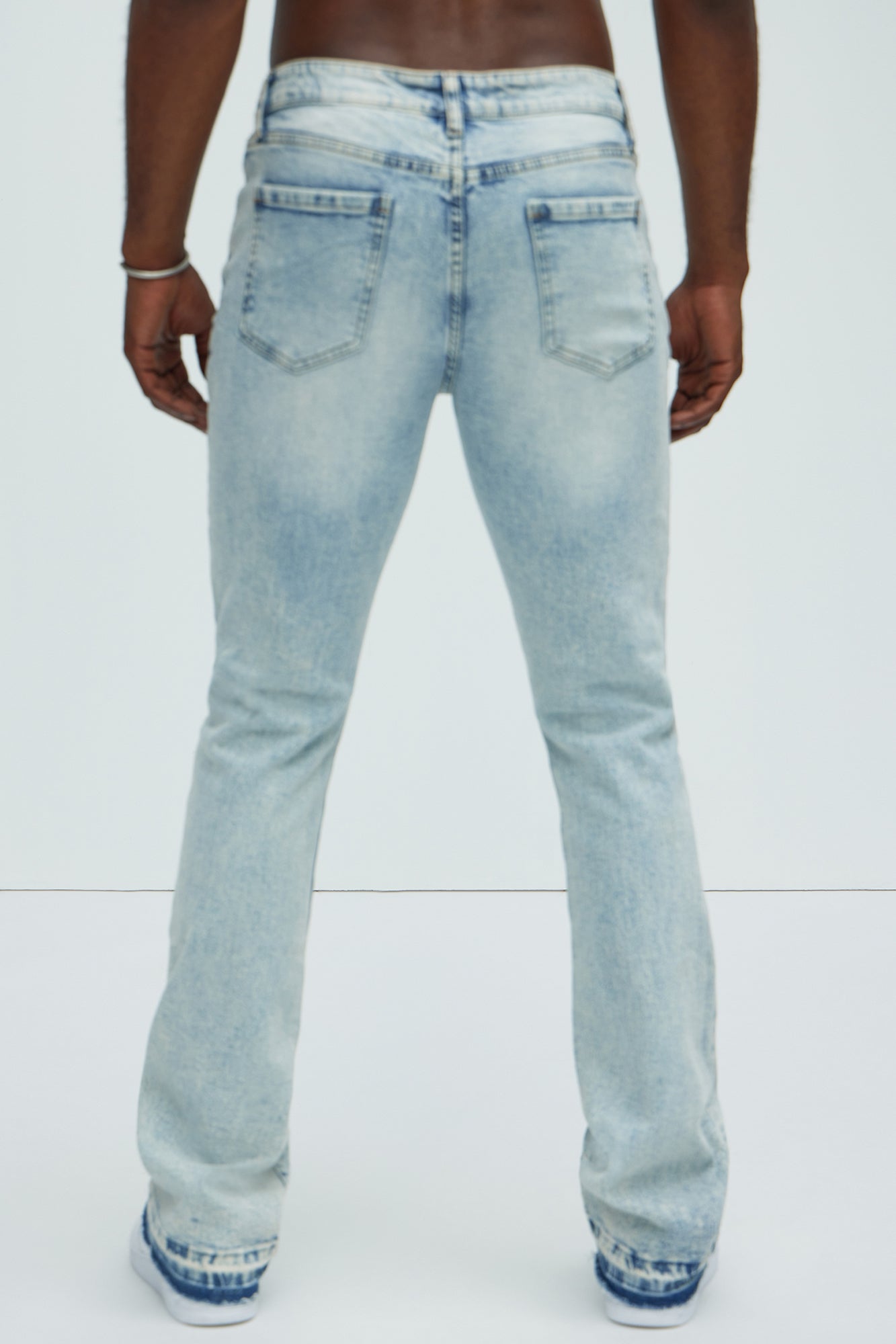 Cornell Stacked Skinny Flare Jeans - Bleach Blue Wash - Image 4