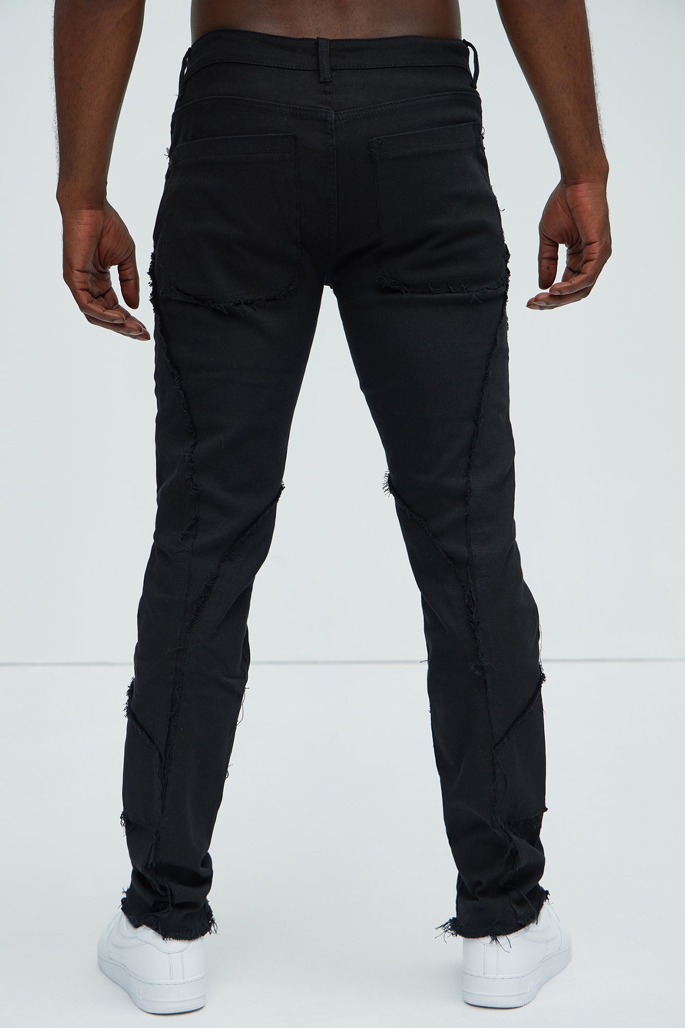 Speak Up Frayed Straight Pants - Black - Image 4