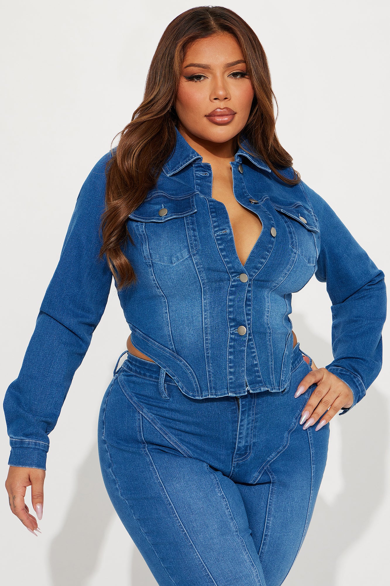 Maison Stretch Denim Trucker Jacket - Dark Wash - Image 4