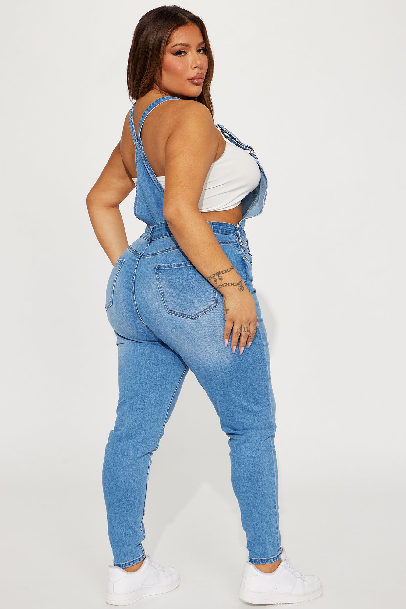 Always Petty Skinny Stretch Denim Overalls - Light Wash - Image 6