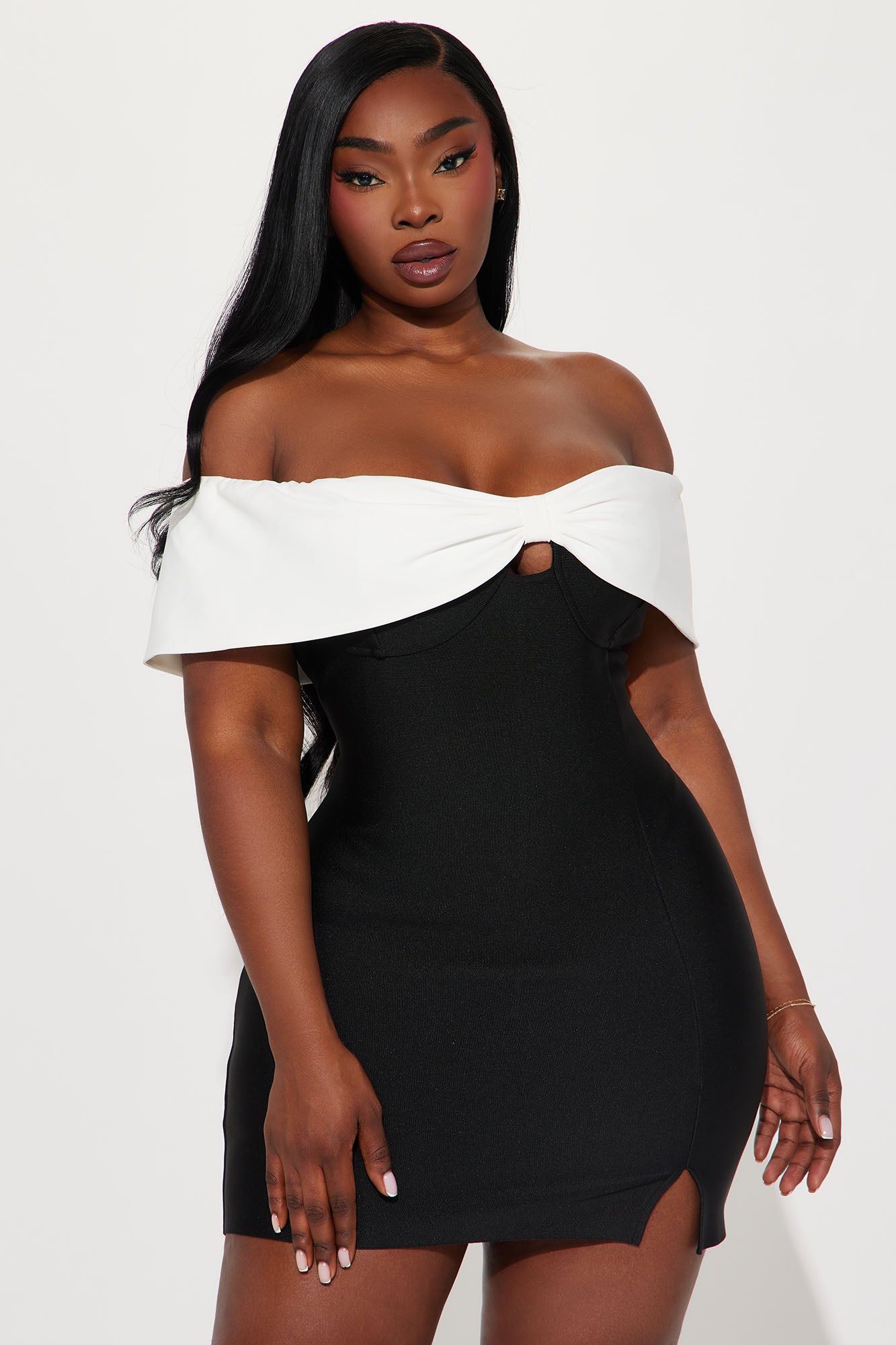 Ariella Bandage Micro Mini Dress - Black/White - Image 4