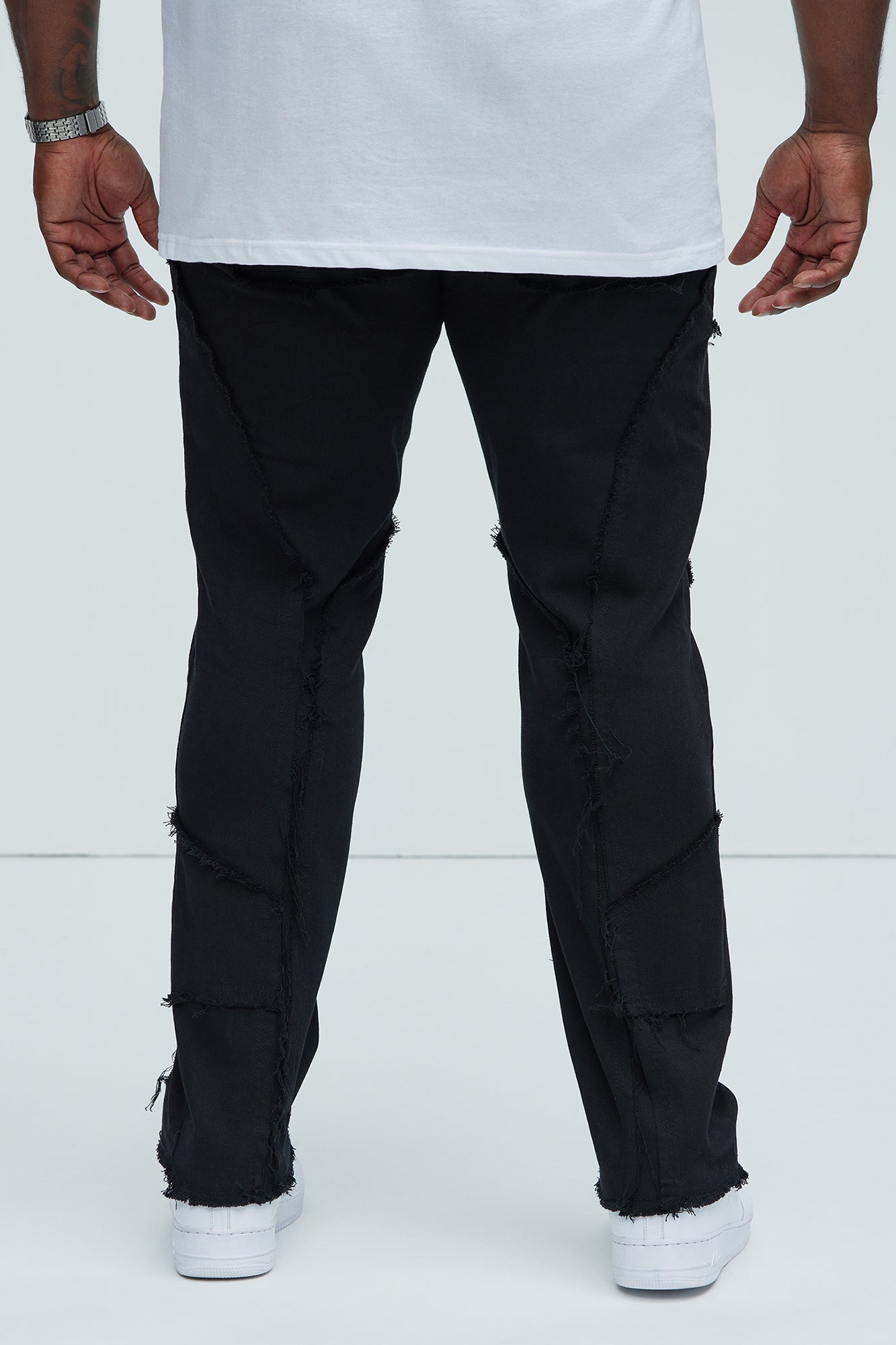 Speak Up Frayed Straight Pants - Black - Image 7