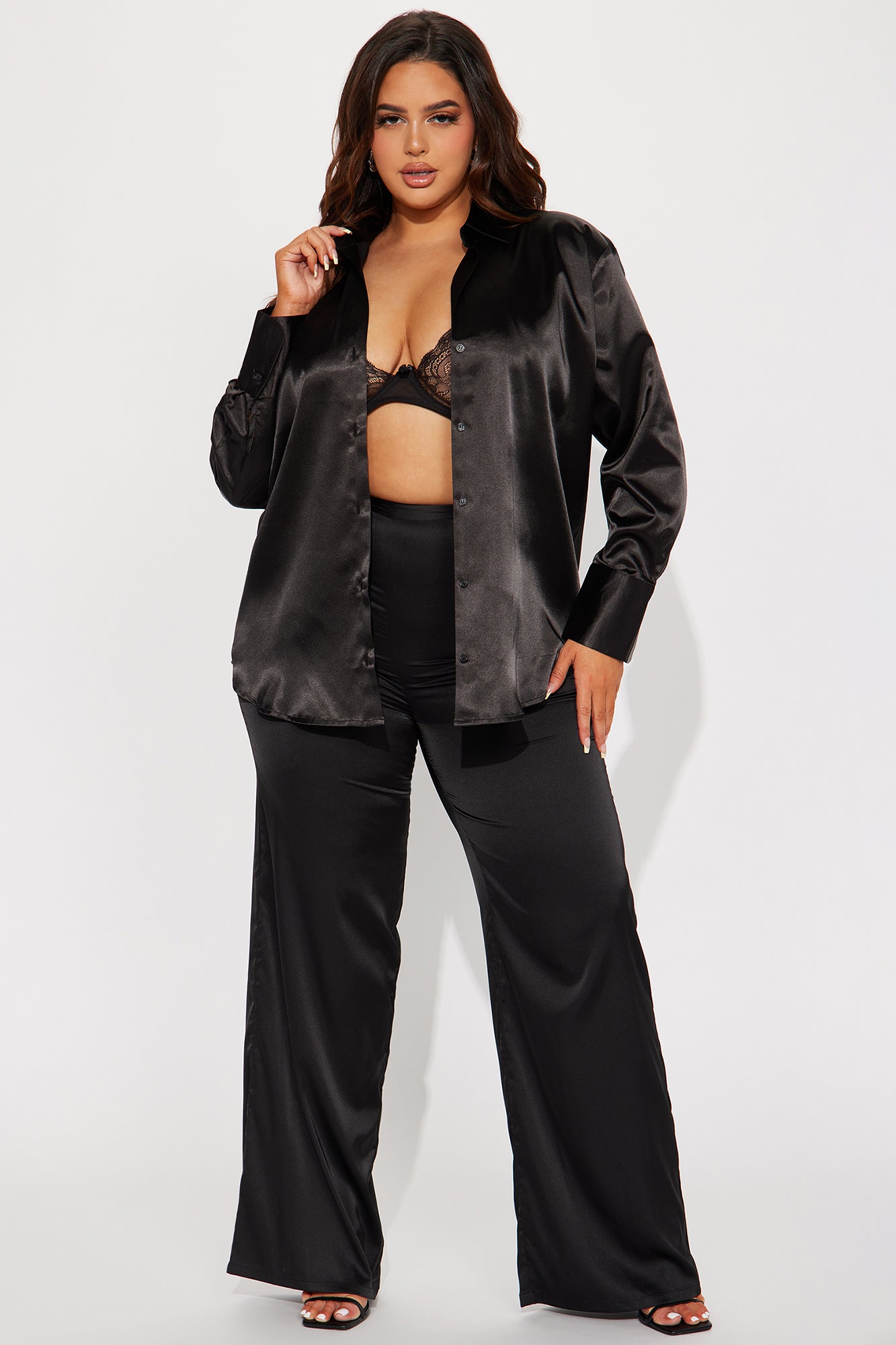 Closet Staple Satin Shirt - Black - Image 5