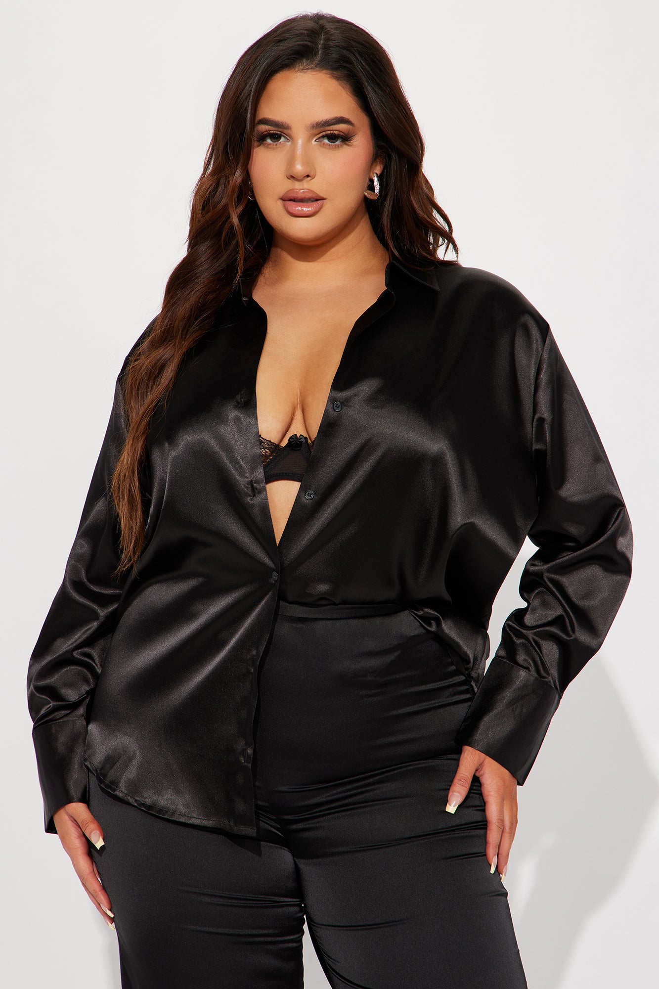 Closet Staple Satin Shirt - Black - Image 4