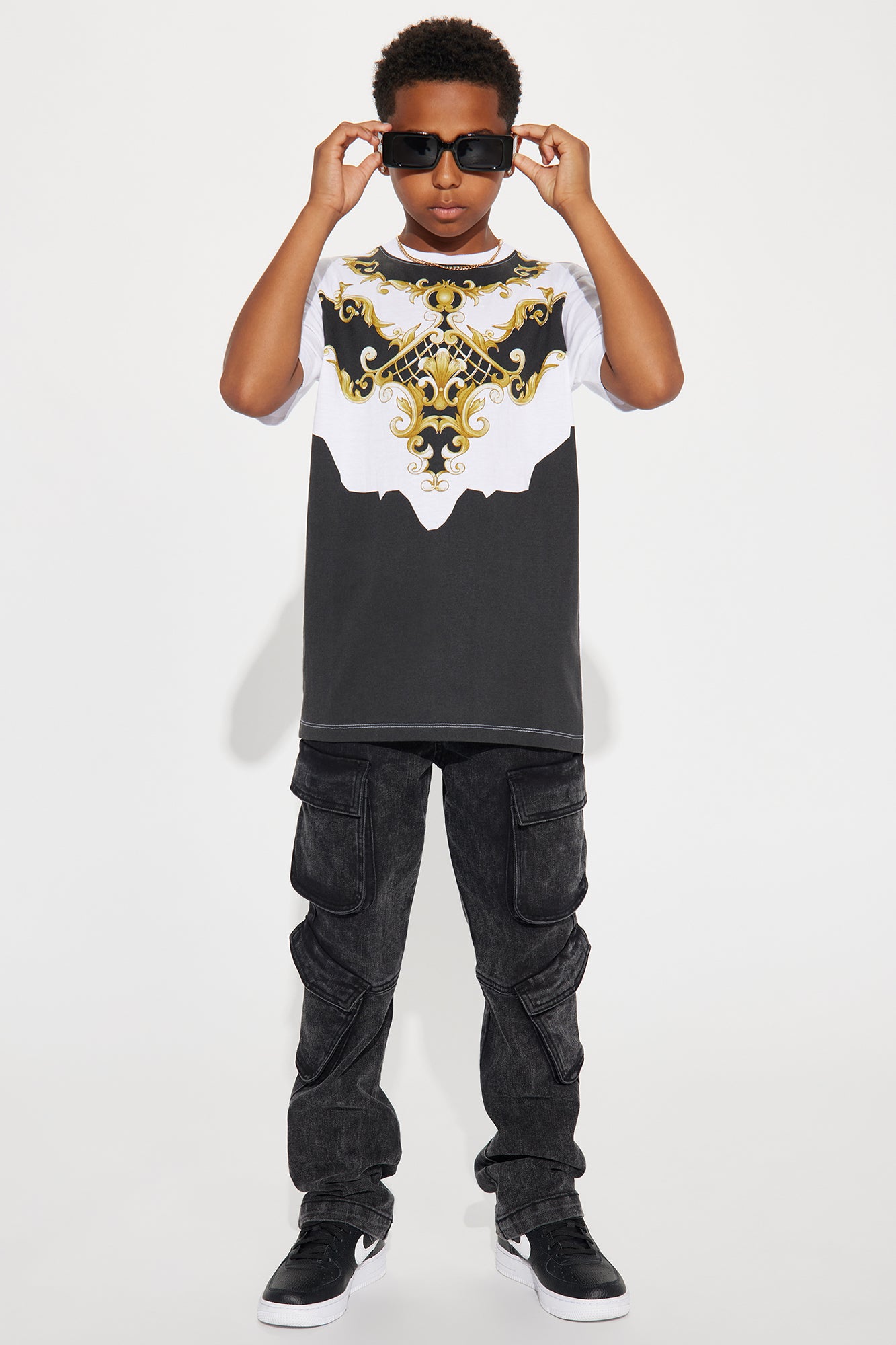Mini Baroque T-Shirt - White/Black - Image 3