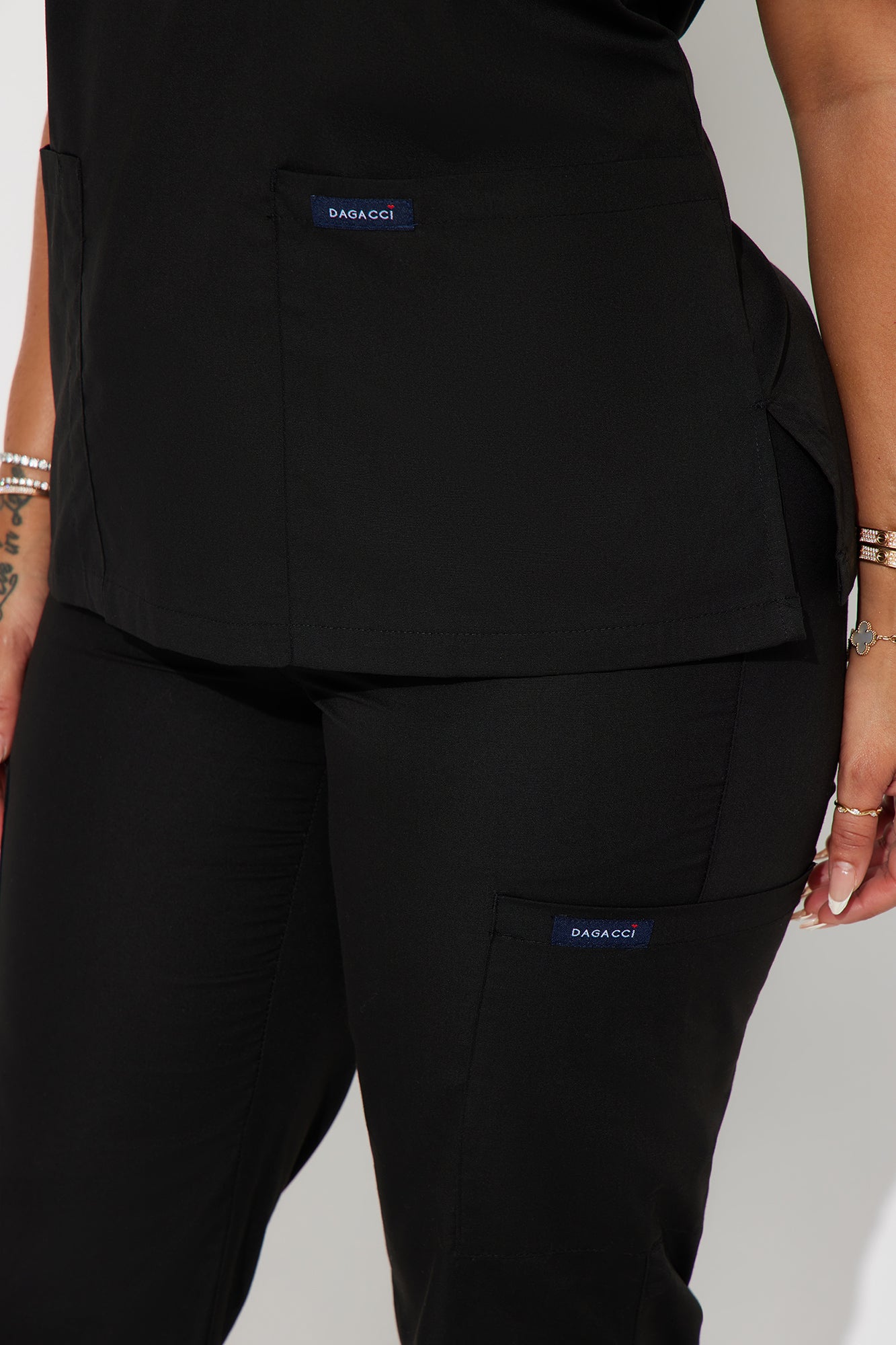 Checking In Cotton Blend Uniform 2 Piece Scrub Set - Black - Image 3