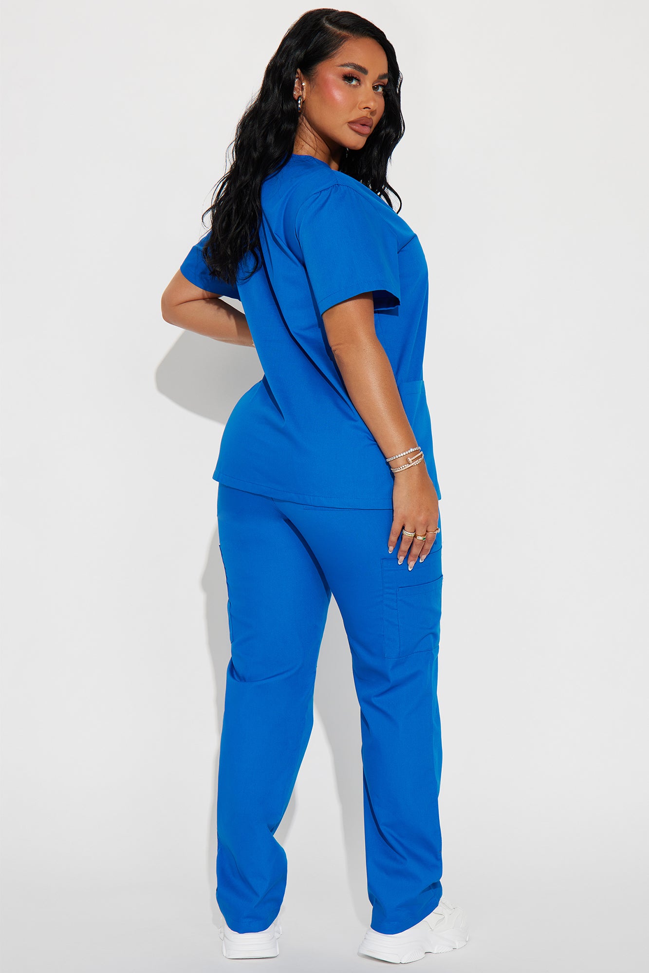 Checking In Cotton Blend Uniform 2 Piece Scrub Set - Royal - Image 4