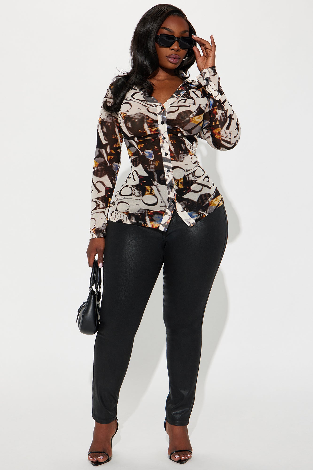 All Talk Button Up Top - Black/combo - Image 5