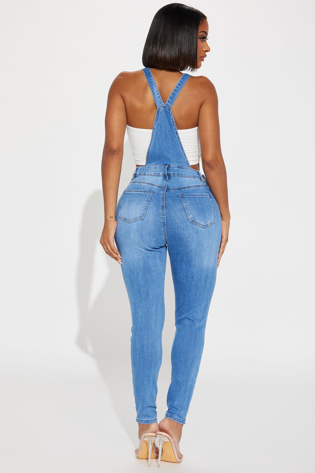 Always Petty Skinny Stretch Denim Overalls - Light Wash - Image 3