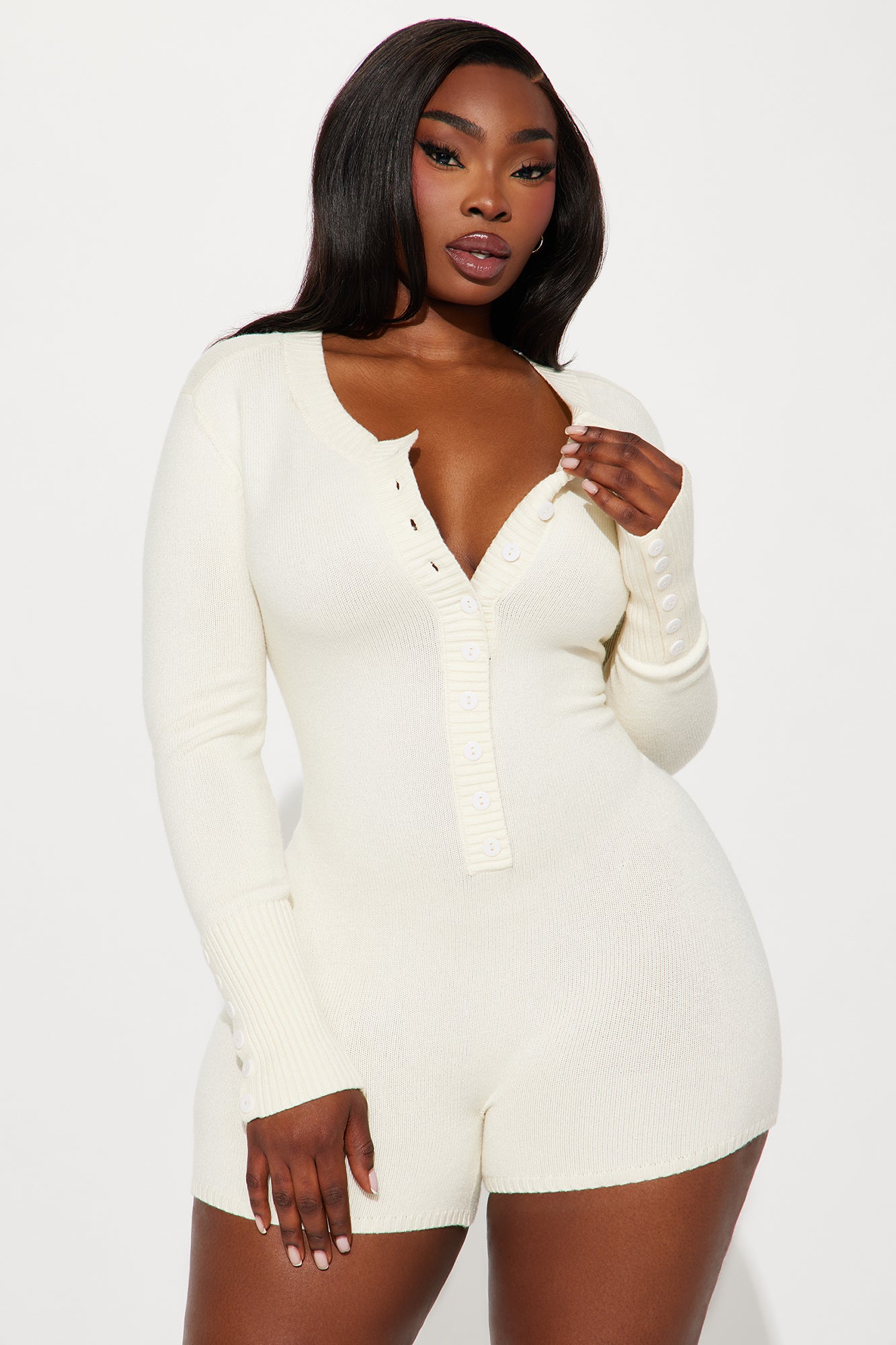 Cozy Moments Sweater Romper - Cream - Image 6