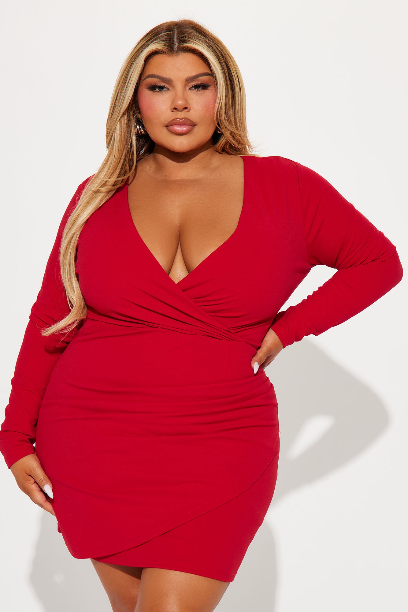 Sophisticated Crepe Mini Dress - Red - Image 4